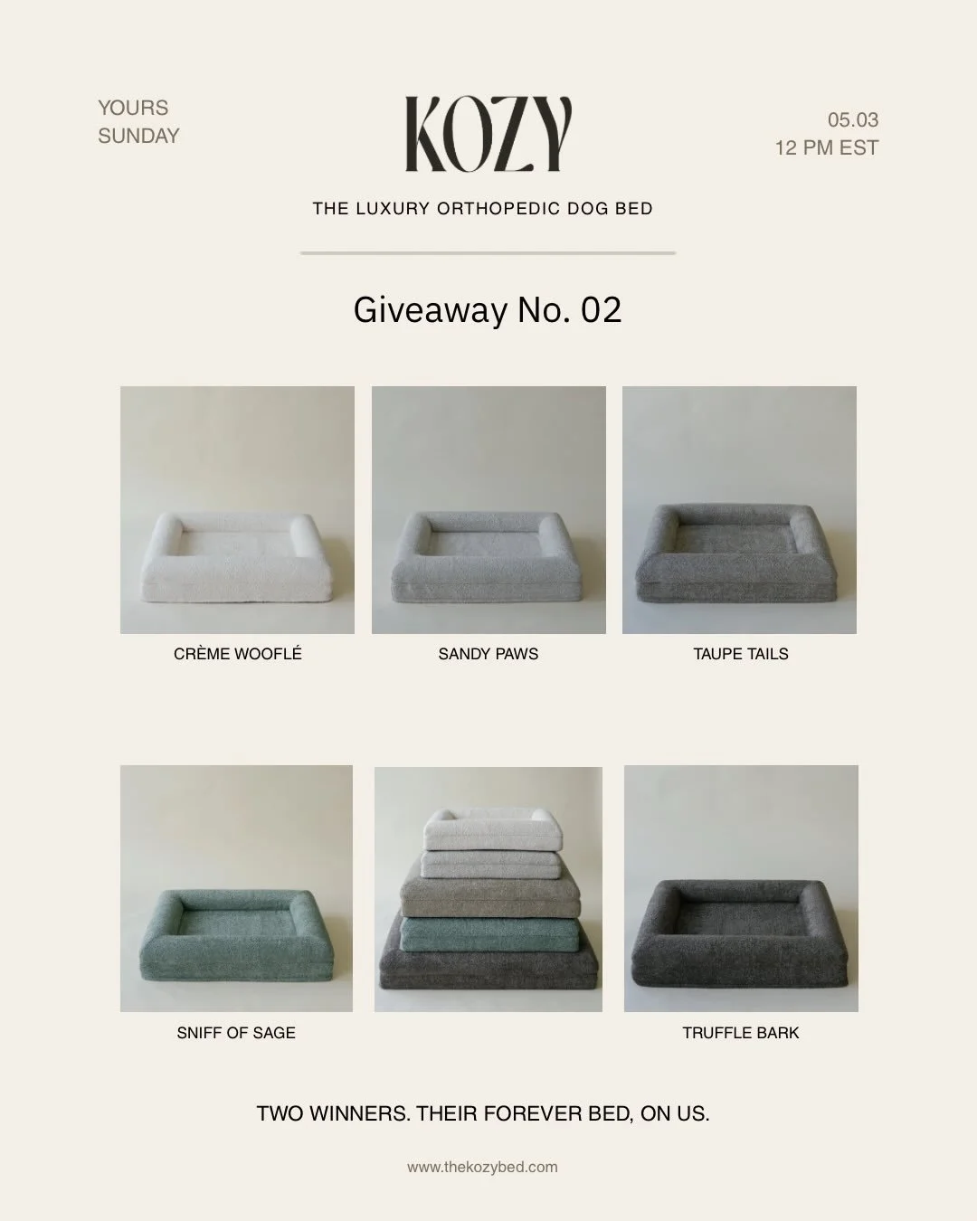 giveaway no. 2 is officially live 🤍

a space they love. a comfort they come back to.

we&rsquo;re gifting two KOZY beds to celebrate you and your pup

to enter:
&ndash; like this post
&ndash; follow @thekozybed
&ndash; comment your dog&rsquo;s name 