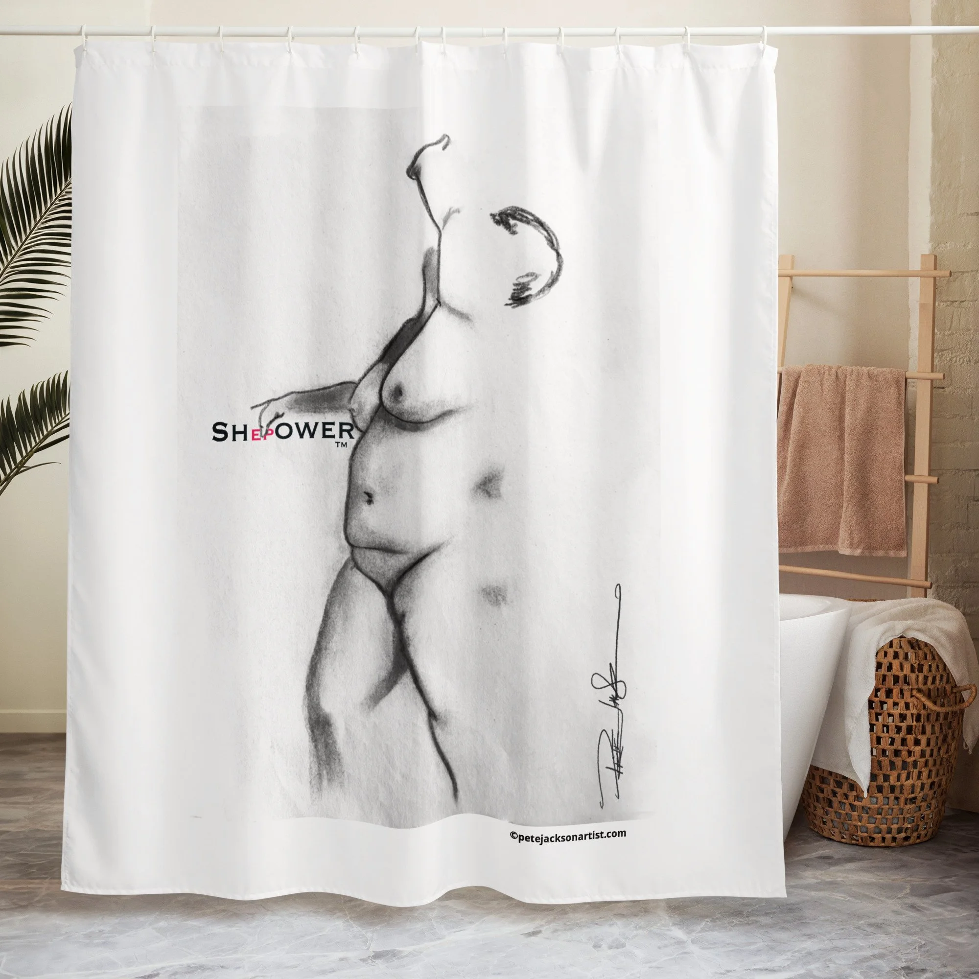 The Gaia Charcoal Sketch SHepOWER shower curtain