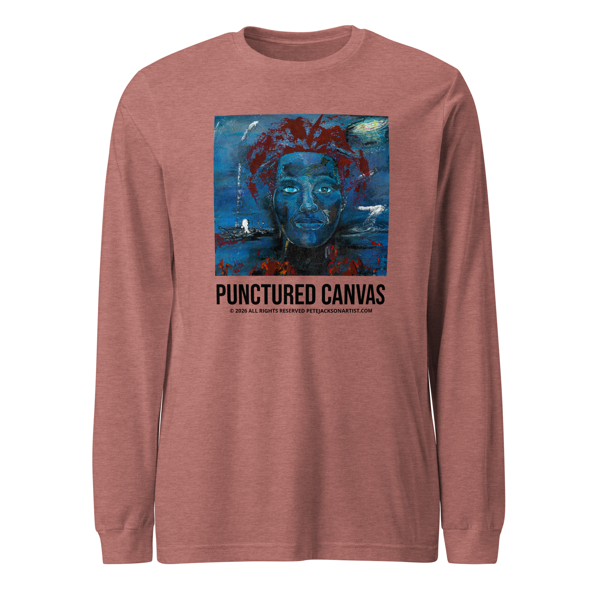 Punctured Canvas Painting Unisex Long Sleeve Tee by Pete Jackson Heather Mauve