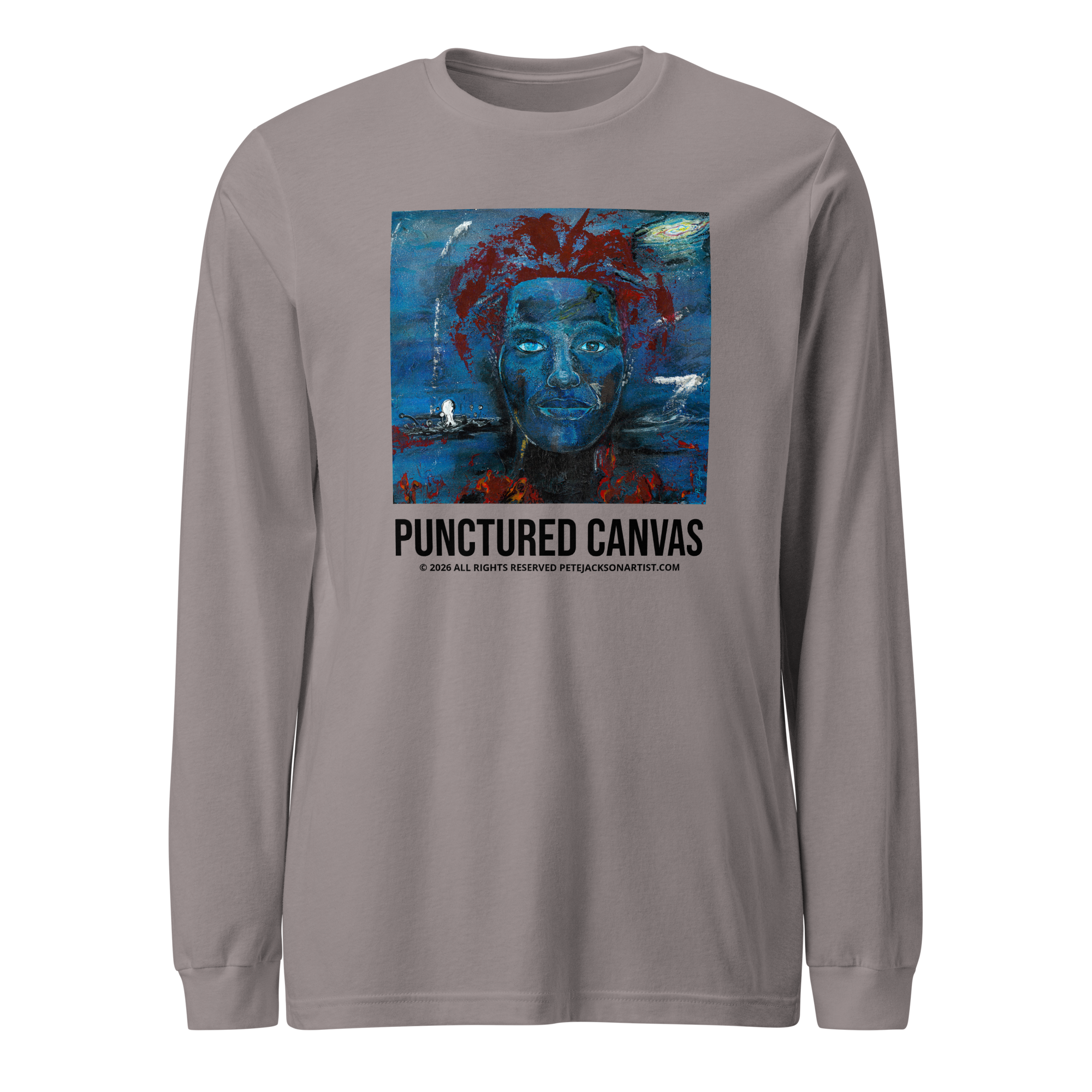 Punctured Canvas Painting Unisex Long Sleeve Tee by Pete Jackson Heather Mauve