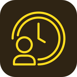 Een pictogram van een persoon naast een klok, symbool voor tijd of planning.