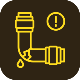 Een gele waarschuwingsteken naast een afvoer met een druppel olie, indicatie van een lekkage of vervuild afvalwatersysteem.