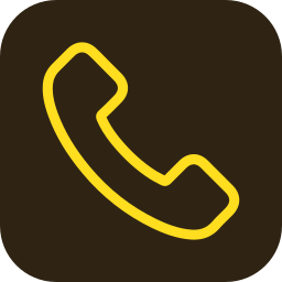 Gele telefoonhoorn pictogram op een donkere achtergrond