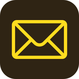 Gesymboliseerde e-mail of bericht mail pictogram met gele envelop op een donkere achtergrond.