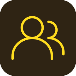 Icon van twee personen op een donkere achtergrond