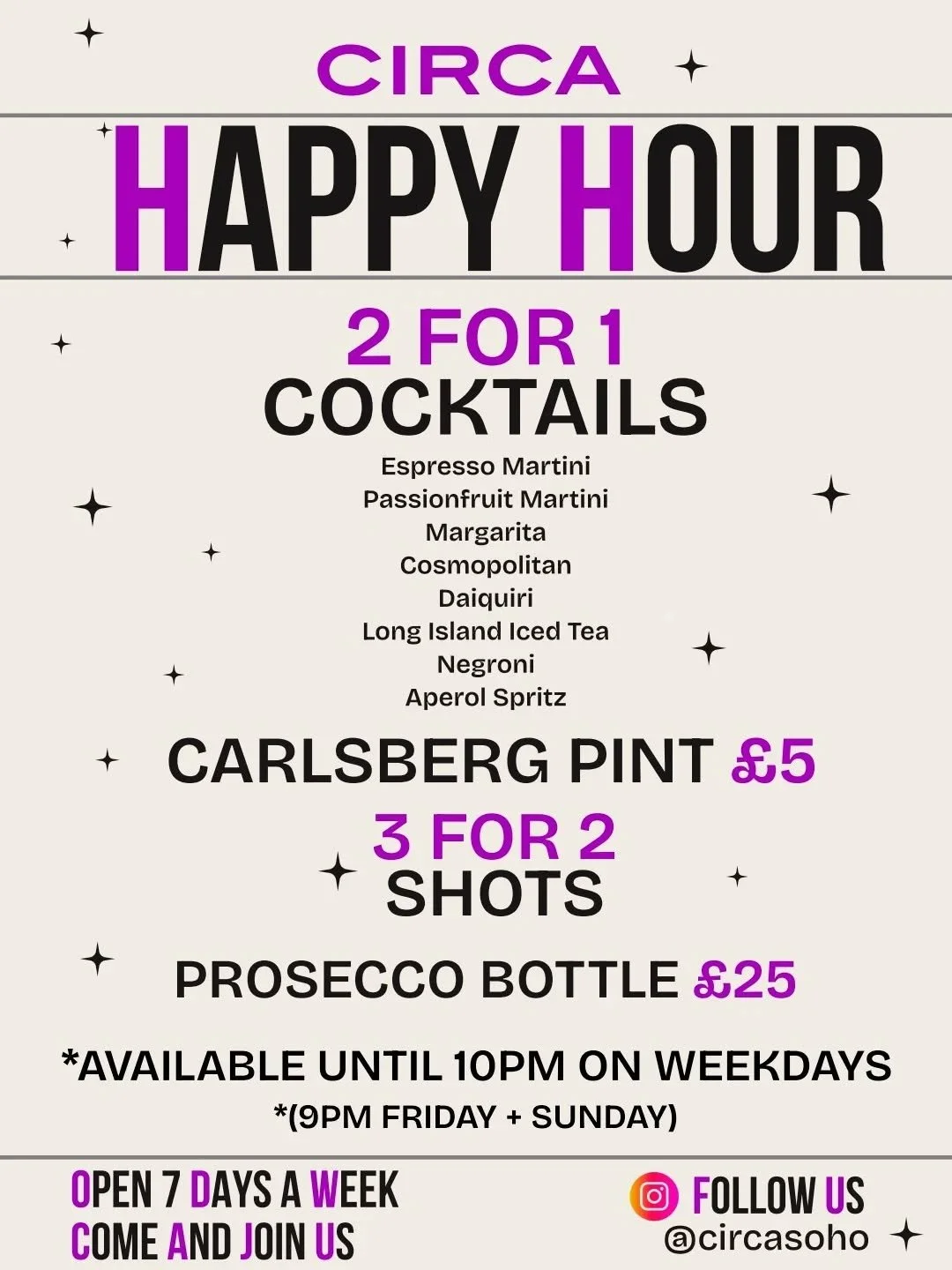 Knock knock, it's happy hour O'clock ✨️
Come on by for a tipple or two &amp; don't forget to bring the crew. 
We look forward to greeting you 👀 🫶🏼
#happyhour #gaybar #soho