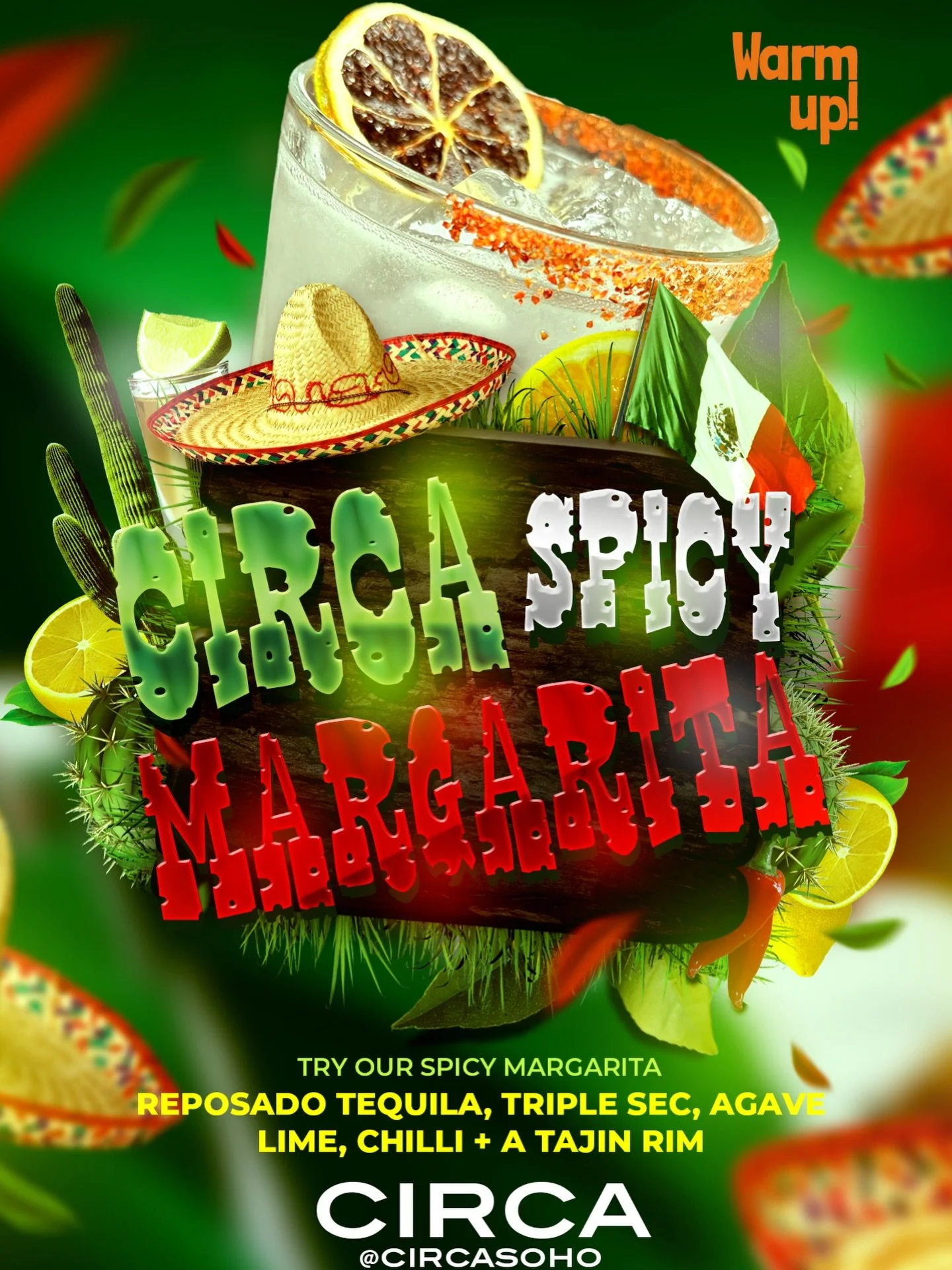 Keep yourself all warmed up this winter with our Happy Hour deals!

Want to feel like you&rsquo;re heading to Mexico itself?

🍸 SPICY MARGARITA 🍸

The most perfect blend of Reposado tequila, triple sec, lime and chilli&hellip; to warm you right up!