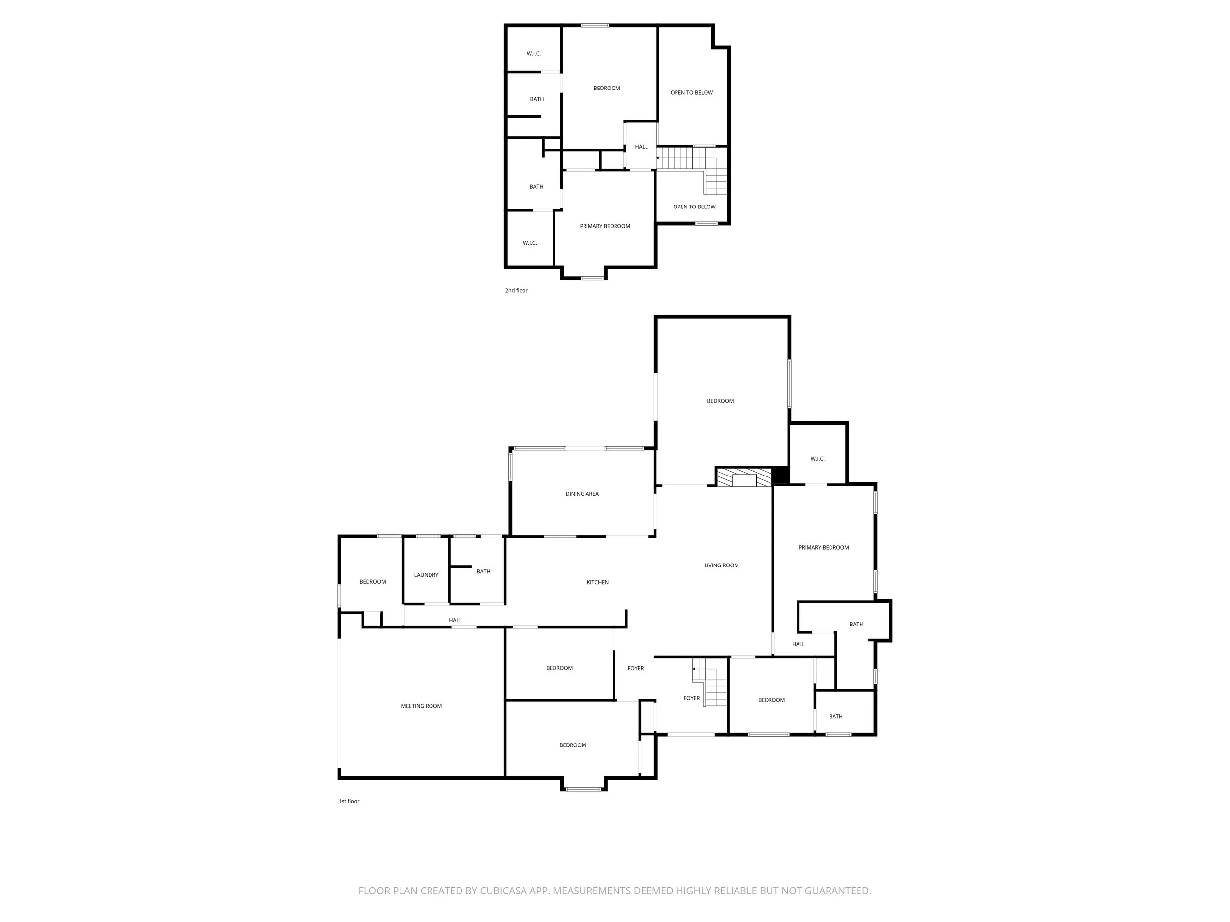  Floor plan detailing all 8 bedrooms, 5 full bathrooms, and shared living spaces across the main and upper levels 