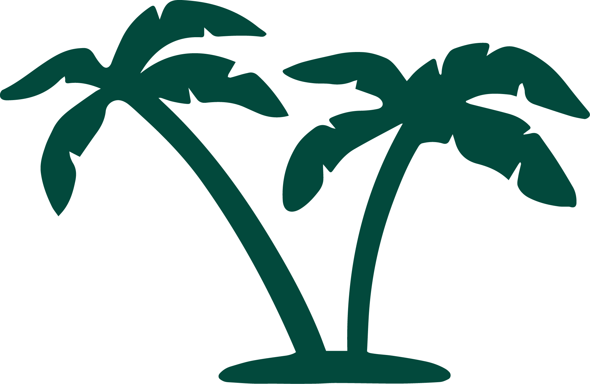Silhouette of two palm trees.