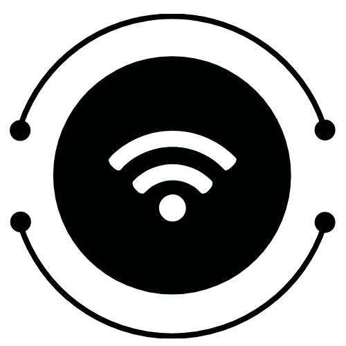 Black background with a white Wi-Fi signal icon in the center.