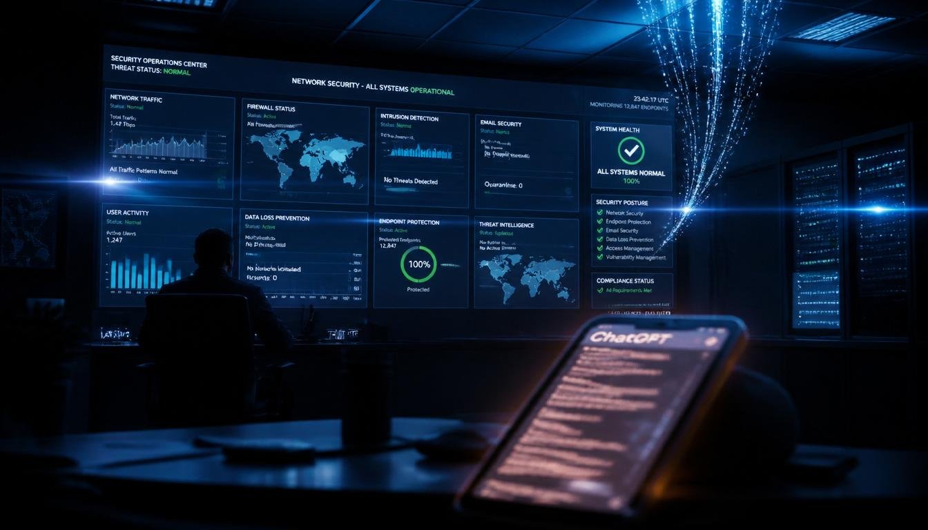 corporate security operations center at night