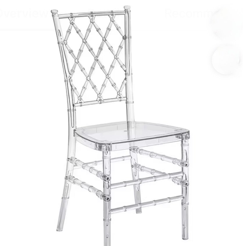 Crystal clear diamond back Chivari chair