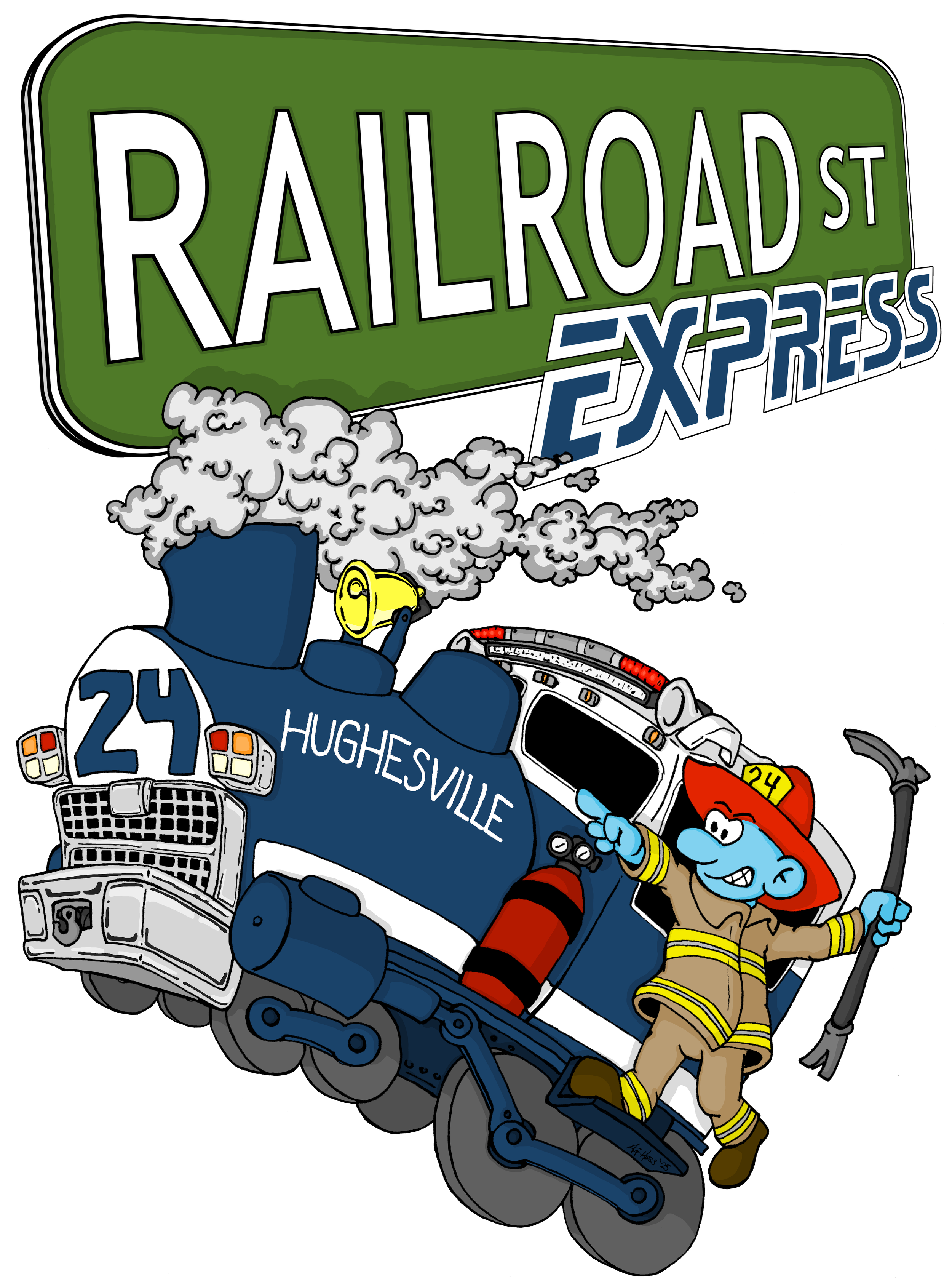 Fire Engine Train called the Railroad St Express