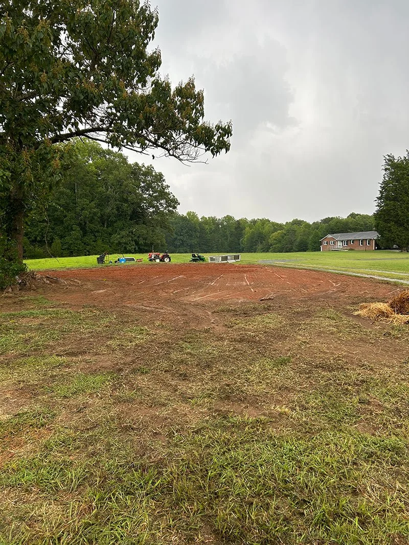 Freshly graded lot in an open field
