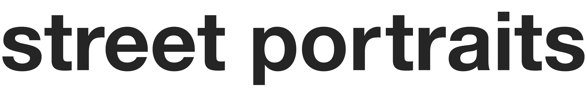 The logo for street portraits in black and white, featuring the words 'street portraits' in bold lowercase letters.