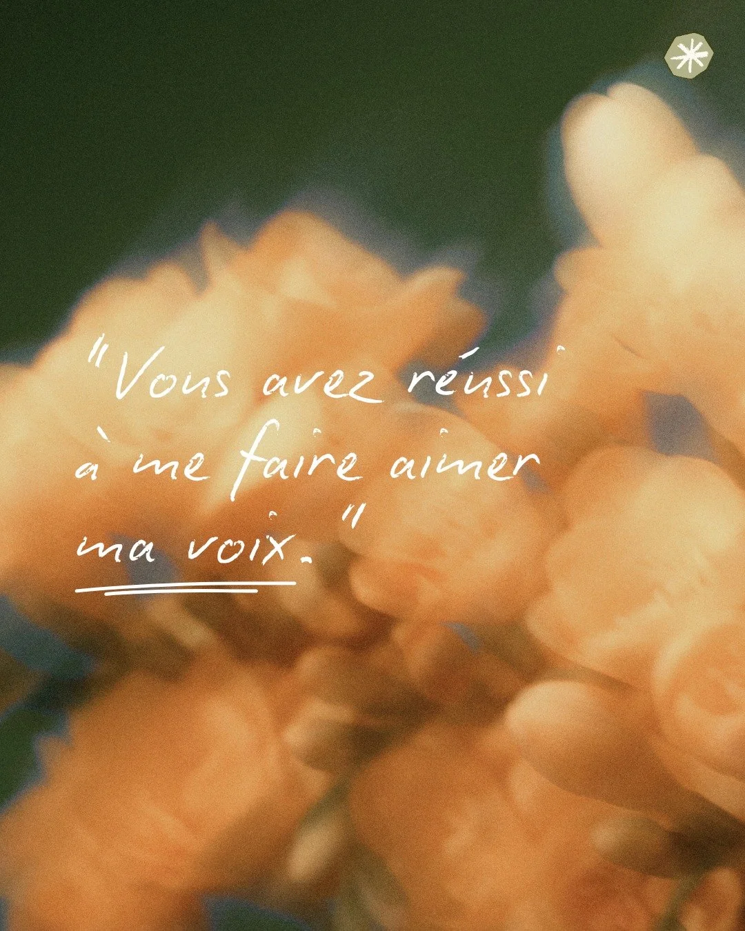 L&rsquo;un des meilleurs retours que nous avons re&ccedil;us r&eacute;cemment, &agrave; la suite de la diffusion d&rsquo;une interview :

&laquo; Vous avez r&eacute;ussi &agrave; me faire aimer ma voix. &raquo;

Ce compliment nous touche particuli&eg