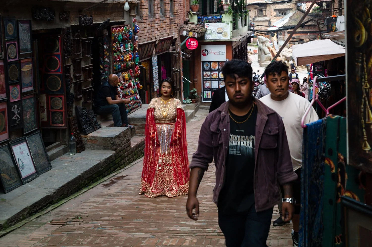 Visitors to Bhaktapur Durba Square in Nepal