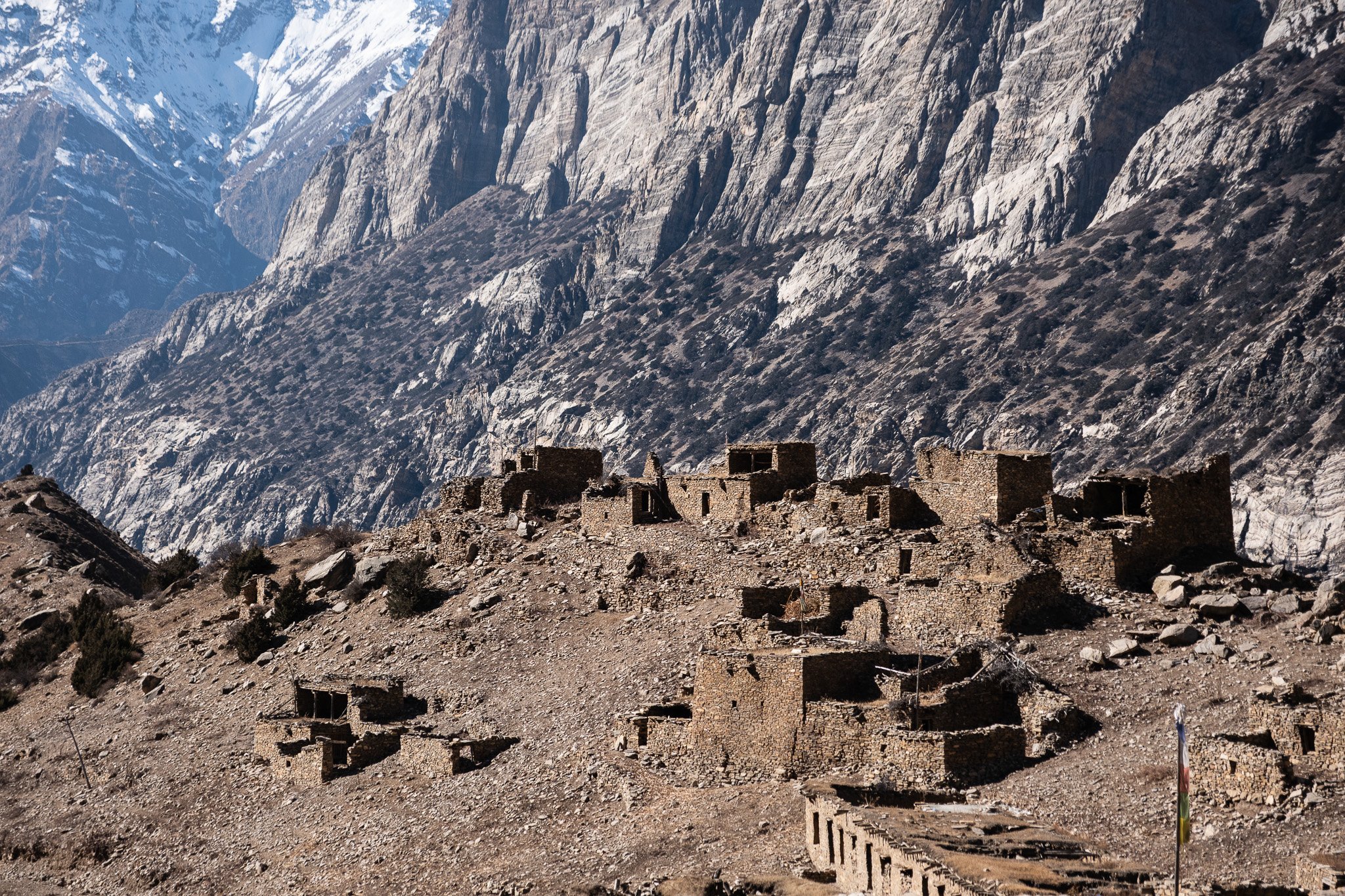 Ruins of a former Khampa settle in Chyakhu on the Nar Phu trek in Nepal.