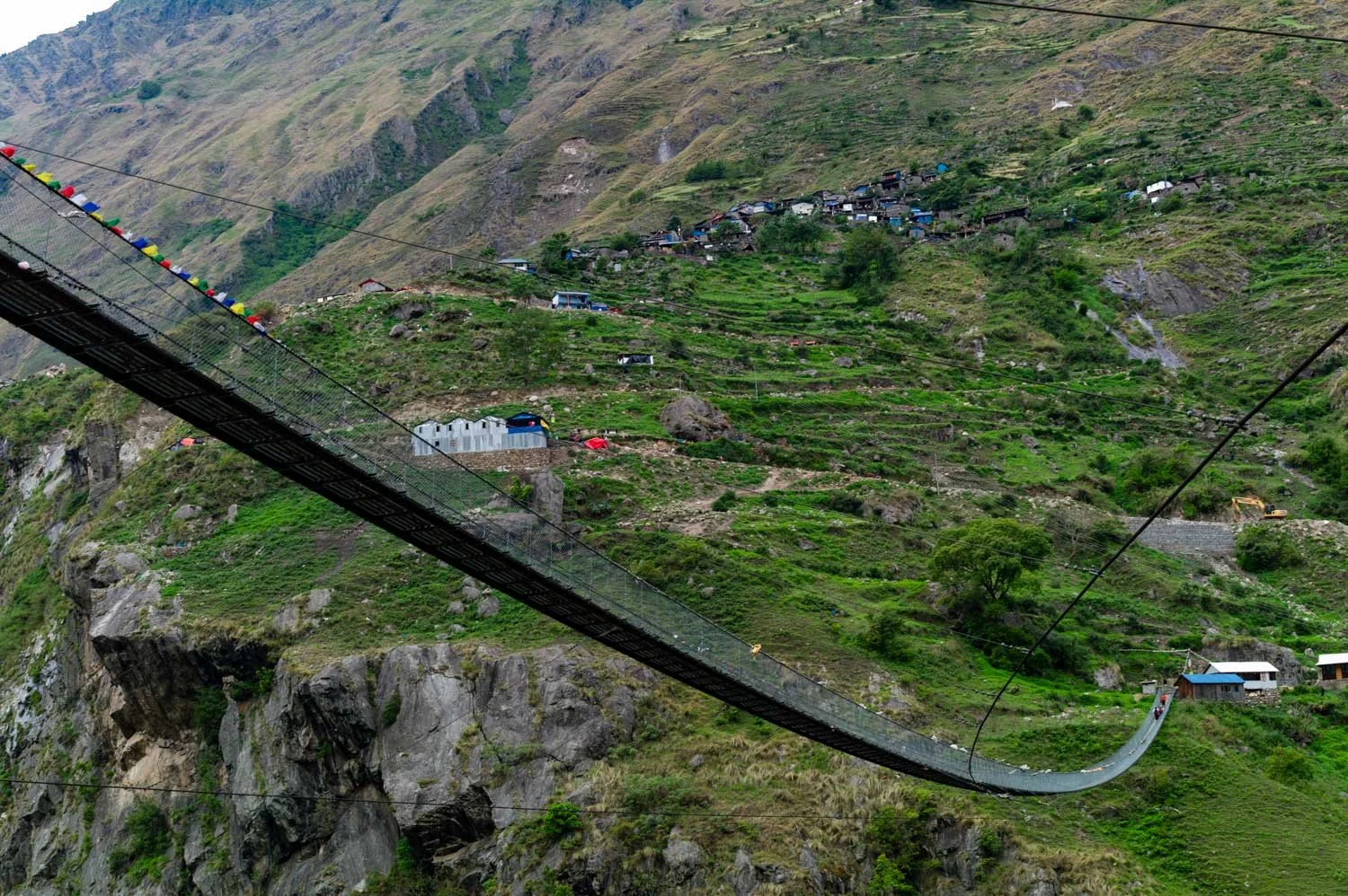 A suspension bridge near Philim on the Manaslu Circuit