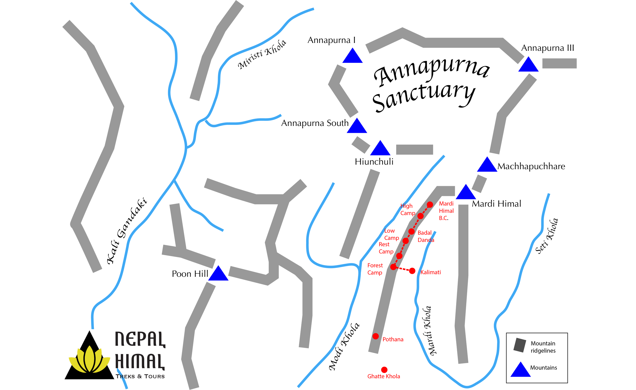 Map of the Mardi Himal Trek