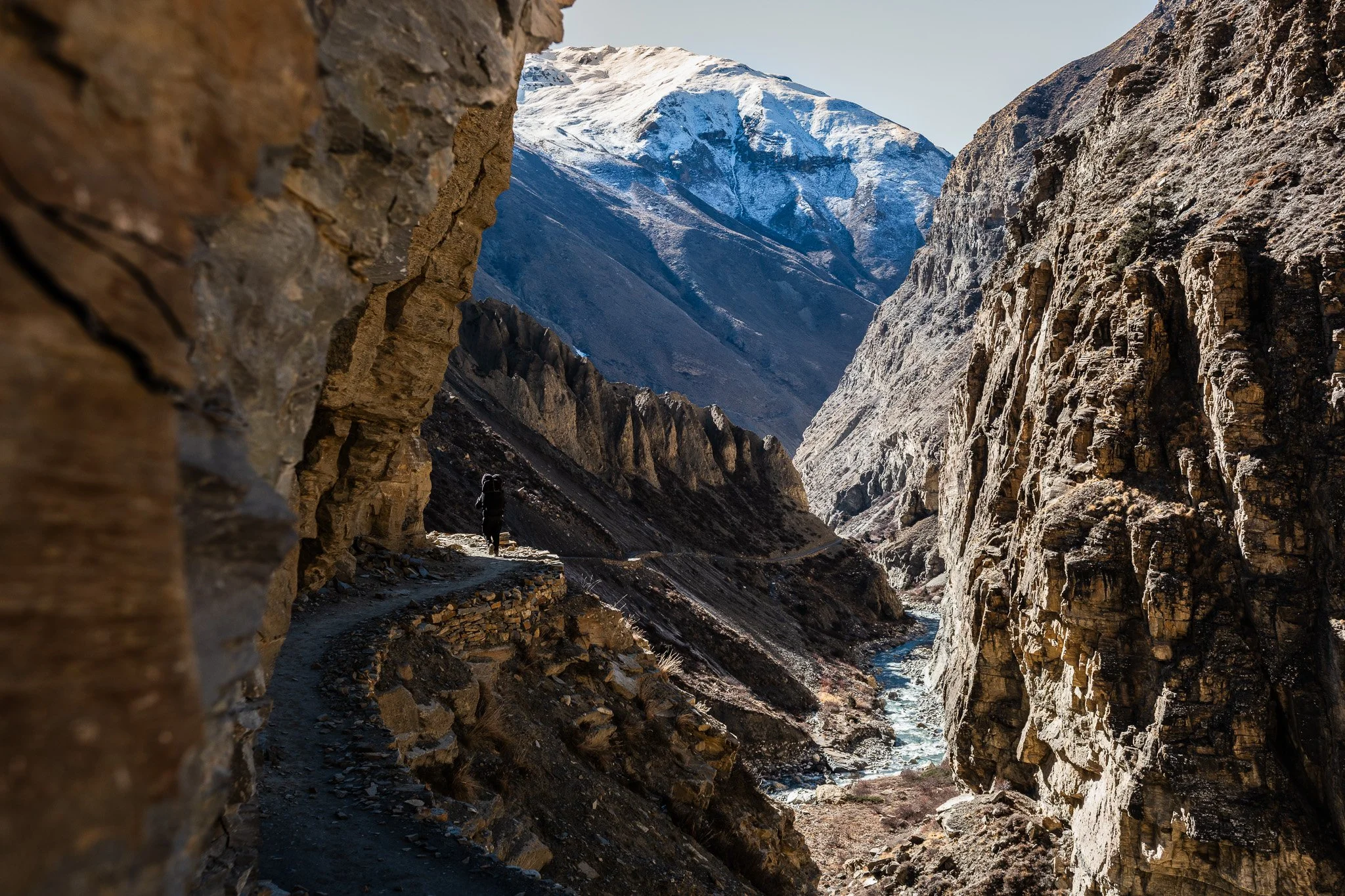 The final trail to Phu hugs close to cliffsides in a narrow gorge