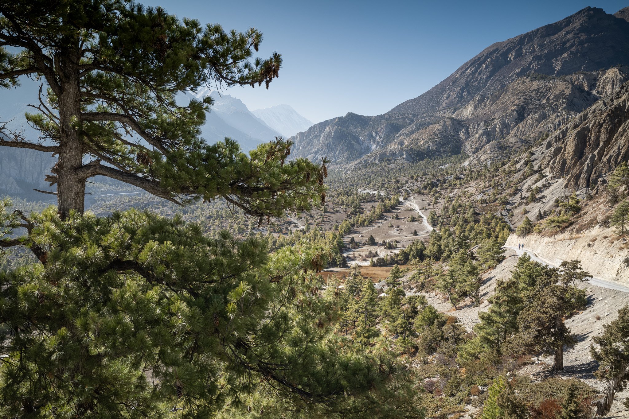 A Yosemite-like landscape in the Manang valley on the Upper Annapurna circuit