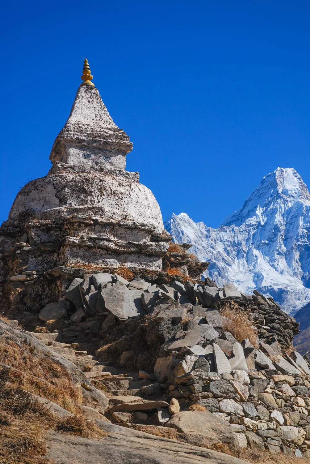 Buddhist stupa on the trail to Everest Base Camp in Nepal