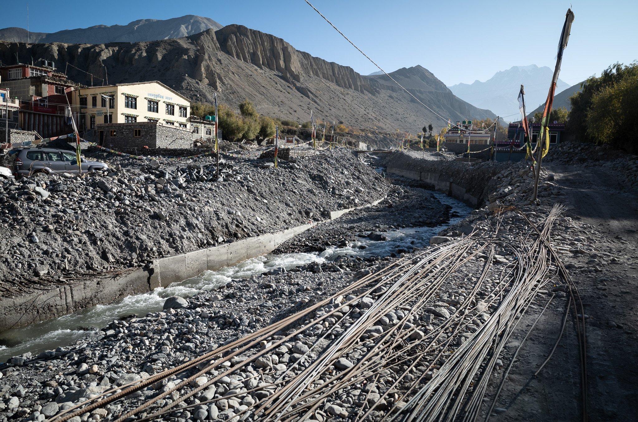 Devastation along a river in Kagbeni after a flash flood