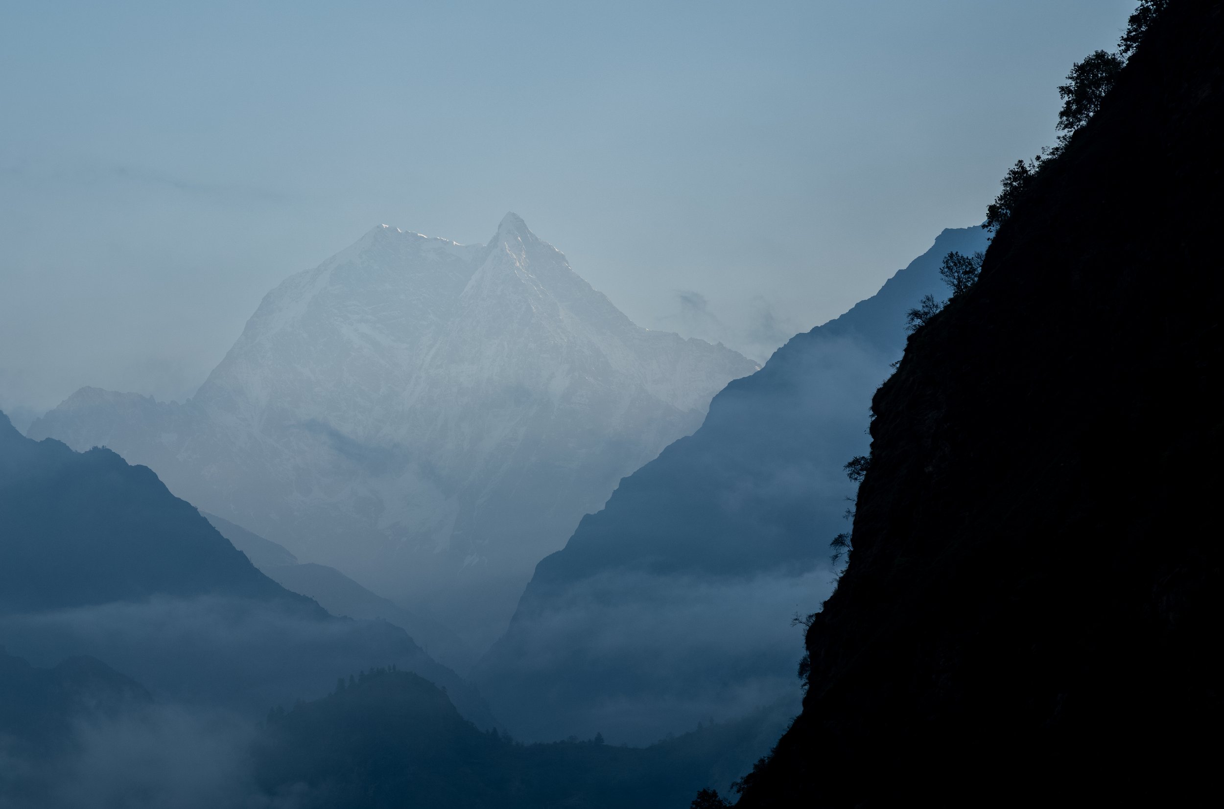 View of Nilgiri, the western most peak in the Annapurna mountain chain