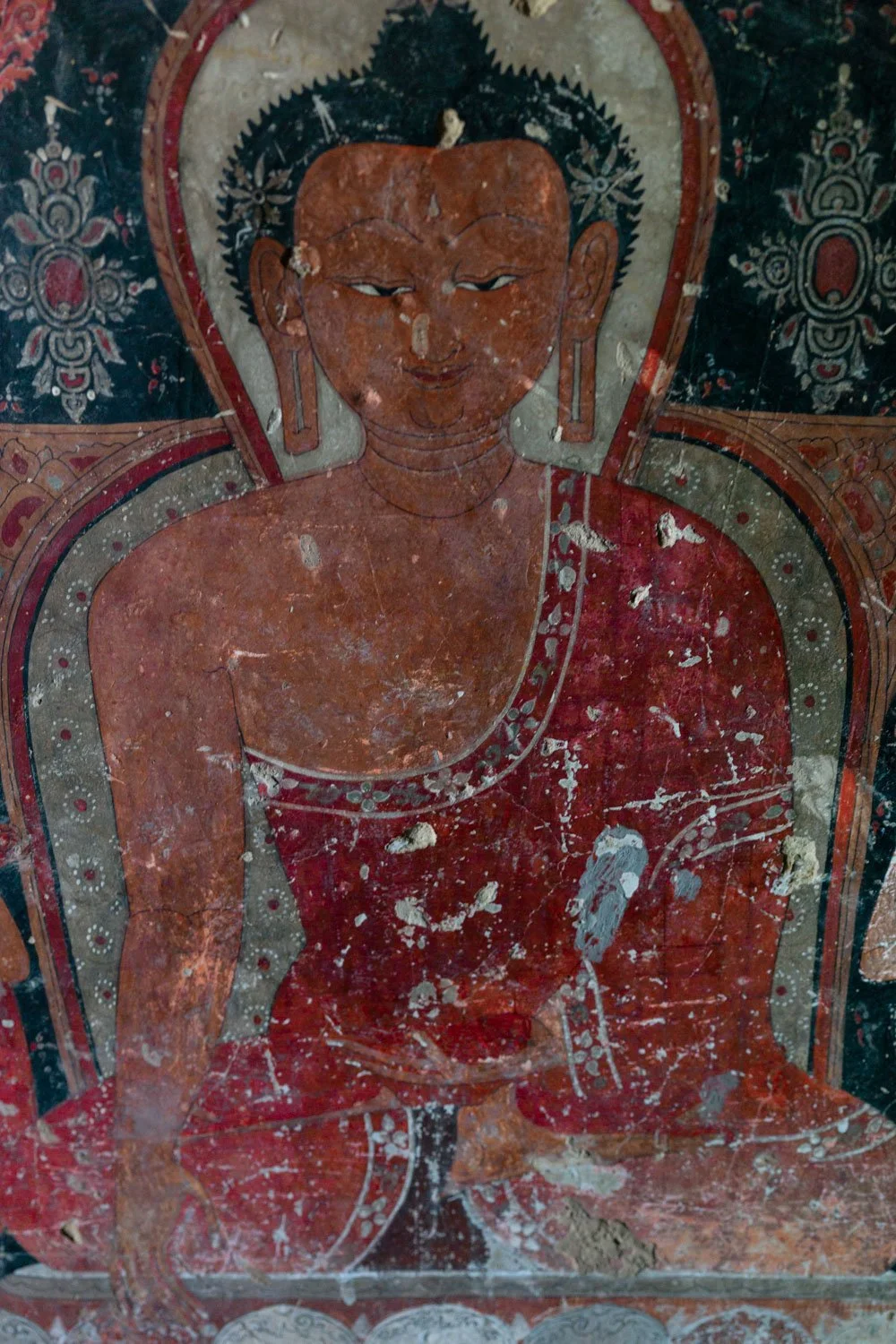 A Buddhist mural inside a shrine in Mustang