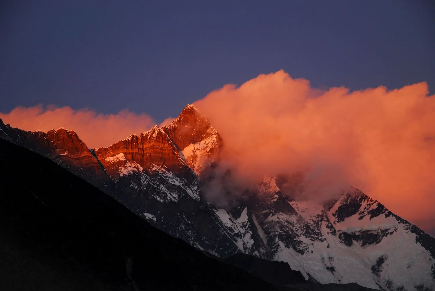 Sunset view of Everest from Dingboche