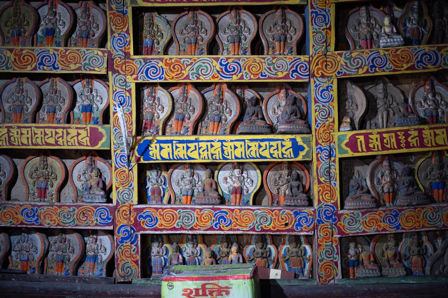 Clay Buddhist statues in Mu Gompa in Nepal's Tsum Valley