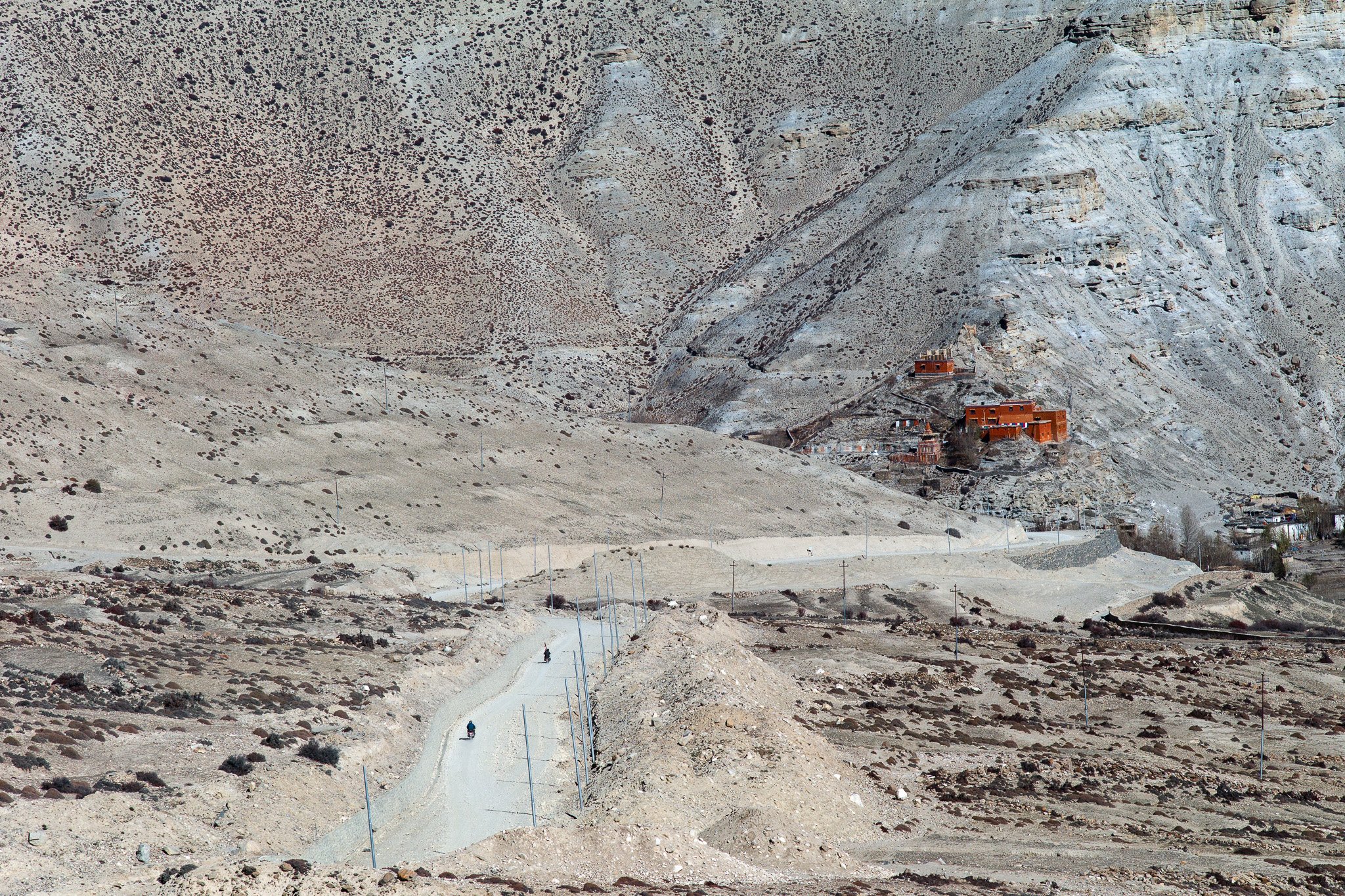 Travelling in the high-altitude deserts of Upper Mustang in Nepal.