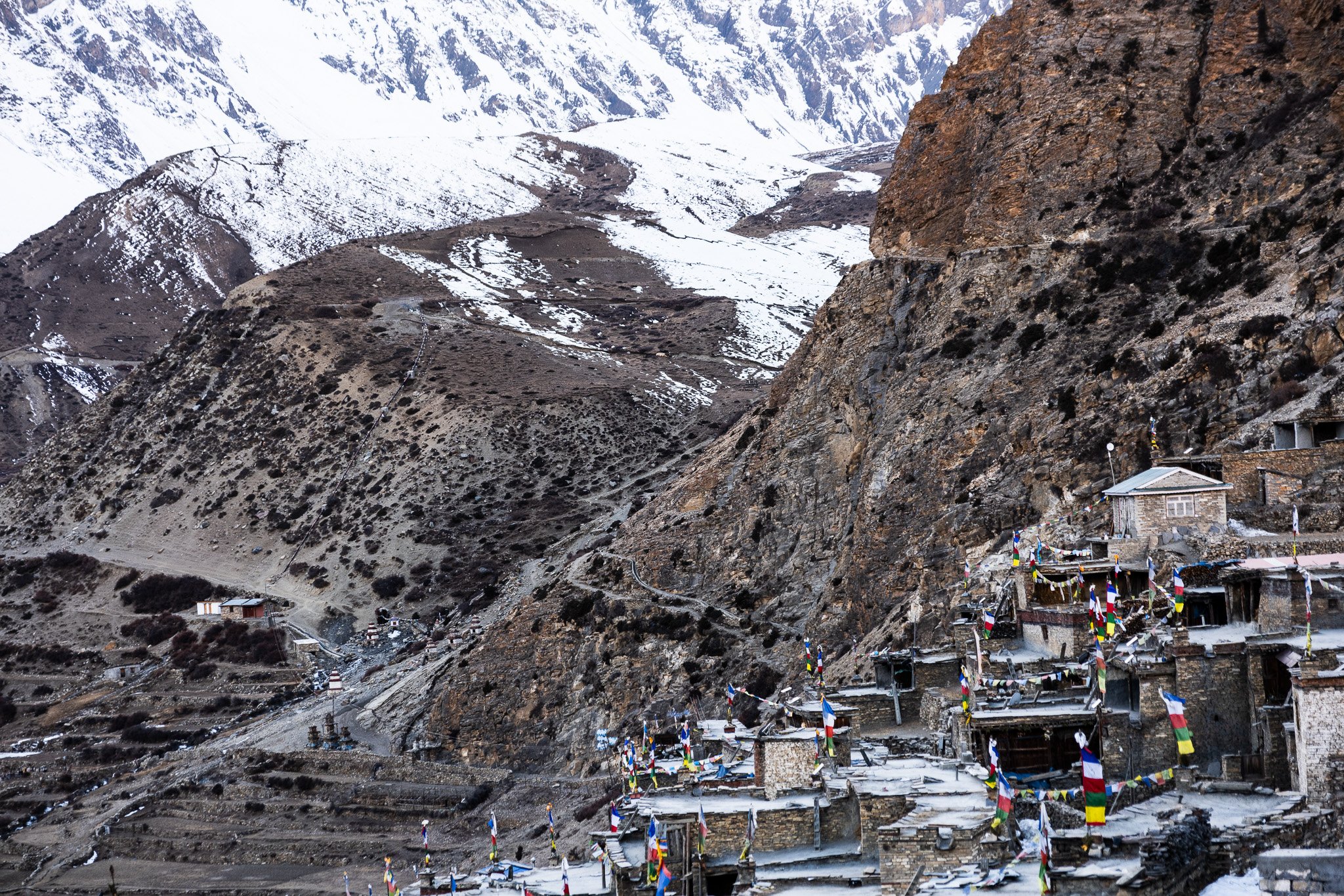 The "hidden" village of Nar north of the Annapurna mountain range