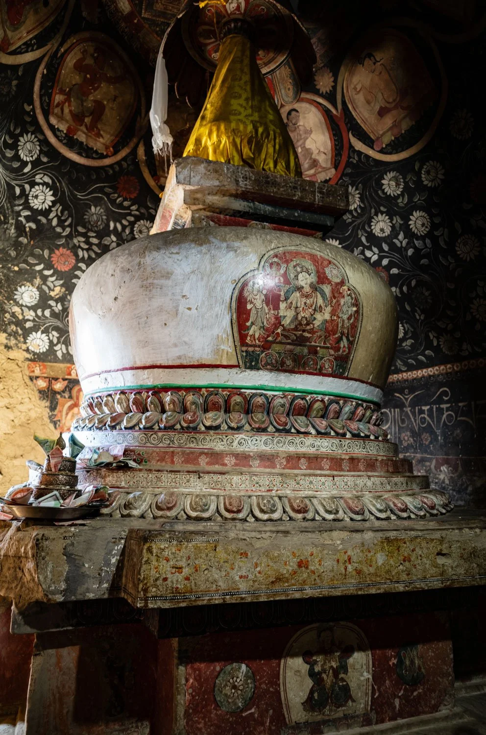 A well-preserved stupa in a shrine in Mustang