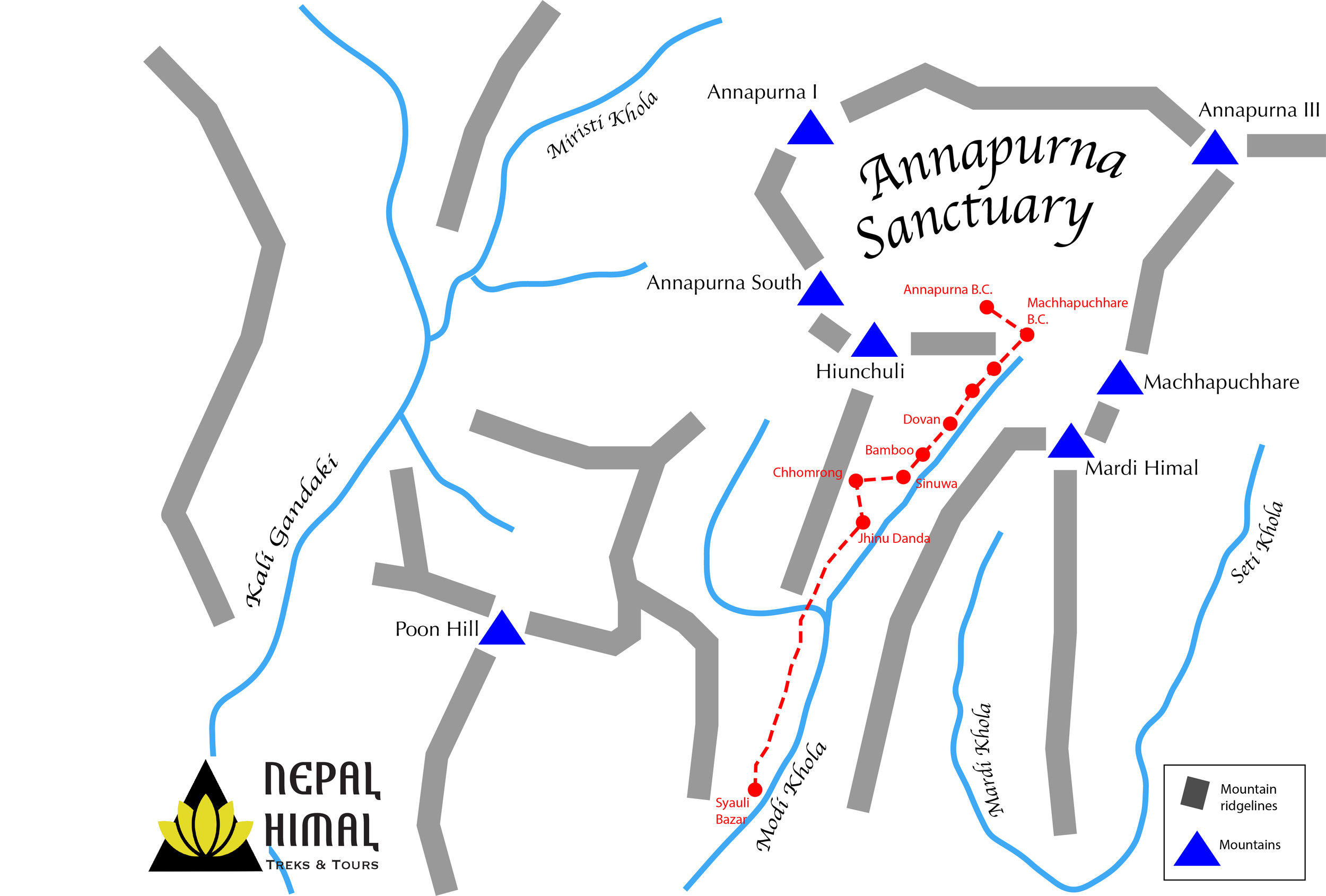 Map of Annapurna Sanctuary