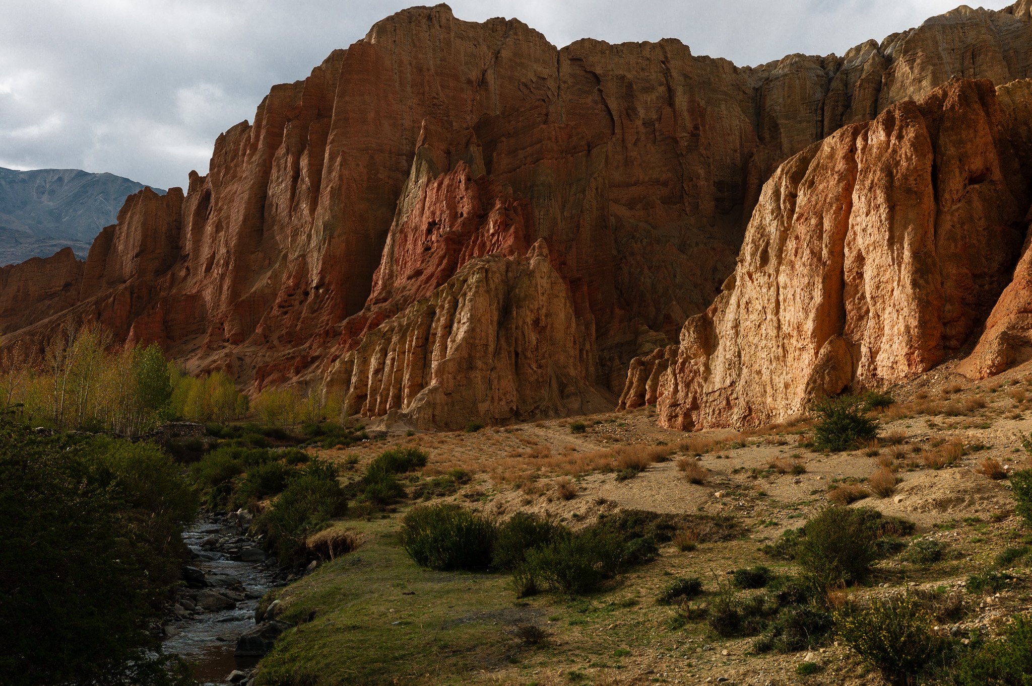The red cliffs of Dhakmar on the way to Lo Manthang in Nepal's Mustang