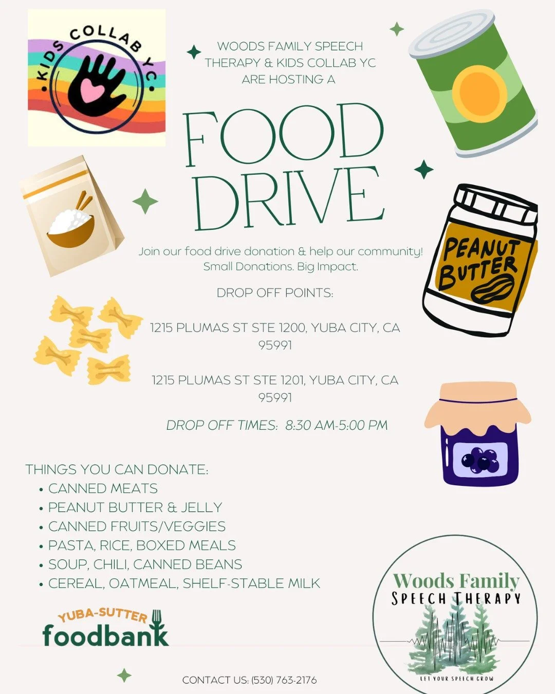 We know this season can be tough for many families. 💚

That&rsquo;s why WFST + Kids Collab YC are partnering with the Yuba-Sutter Food Bank to help support our community through a holiday food drive!

Drop off donations (big or small!) at either Plu