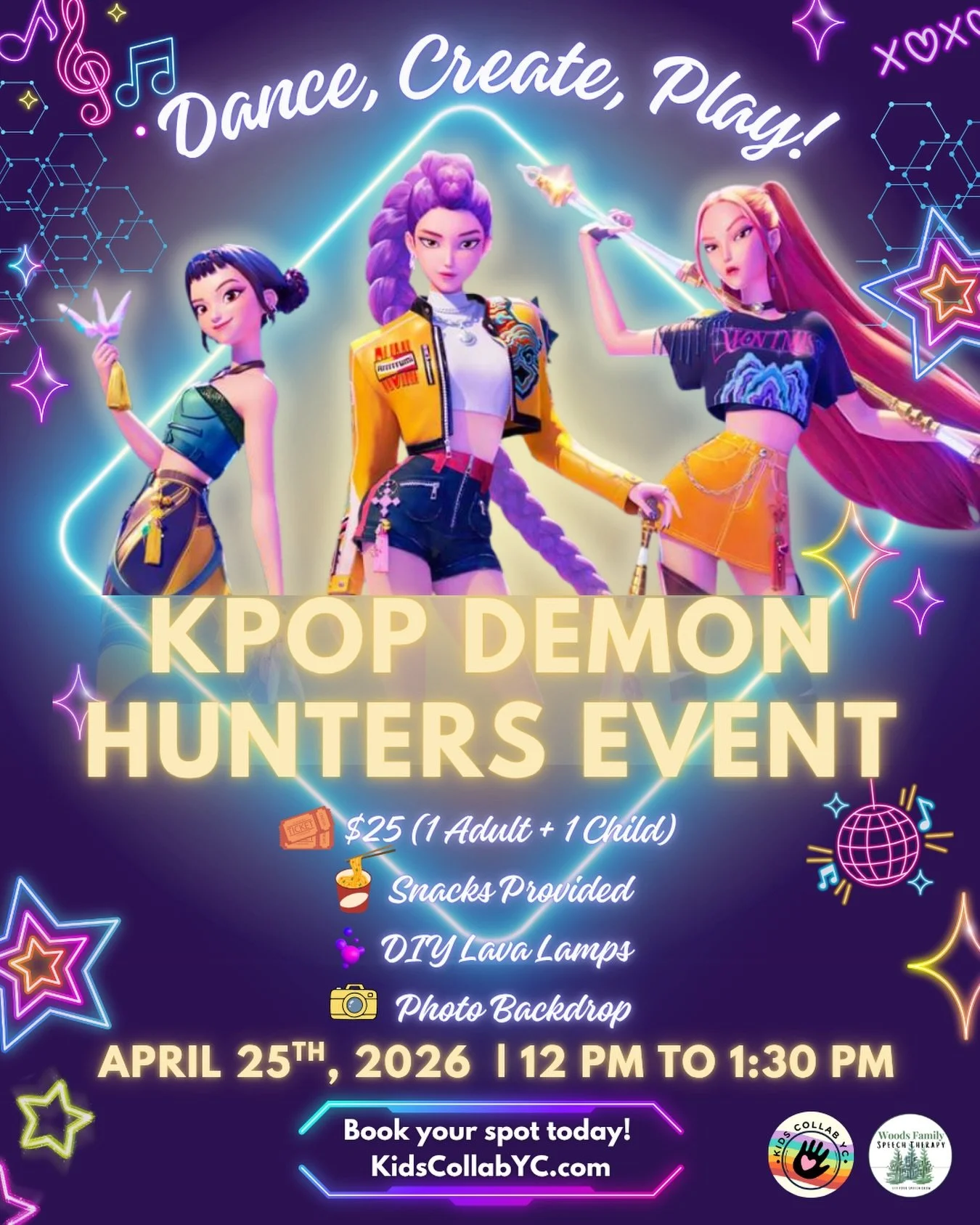 Calling all little K-pop idols &amp; demon hunters 🎤✨

Join us for a fun-filled K-Pop Demon Hunters Event full of music, creativity, and a little bit of magic 💜

✨ DIY Lava Lamps 👩&zwj;🔬🧑&zwj;🔬
✨ Photo backdrop moments + Photographer 📸
✨ Kpop 