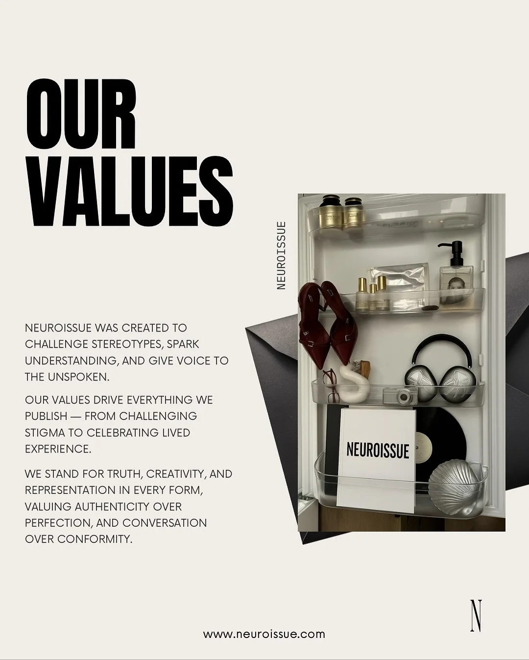 🧠 Our values, unmasked.

Representation. Expression. Education. Community

Because difference deserves a platform.

#neurodiversity #digitalmagazine #neurospicy