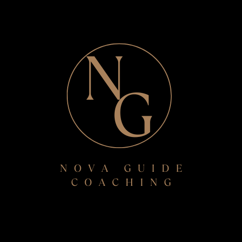 Logo with a circle containing the initials N and G, and the text 'NOVA GUIDE COACHING' underneath.