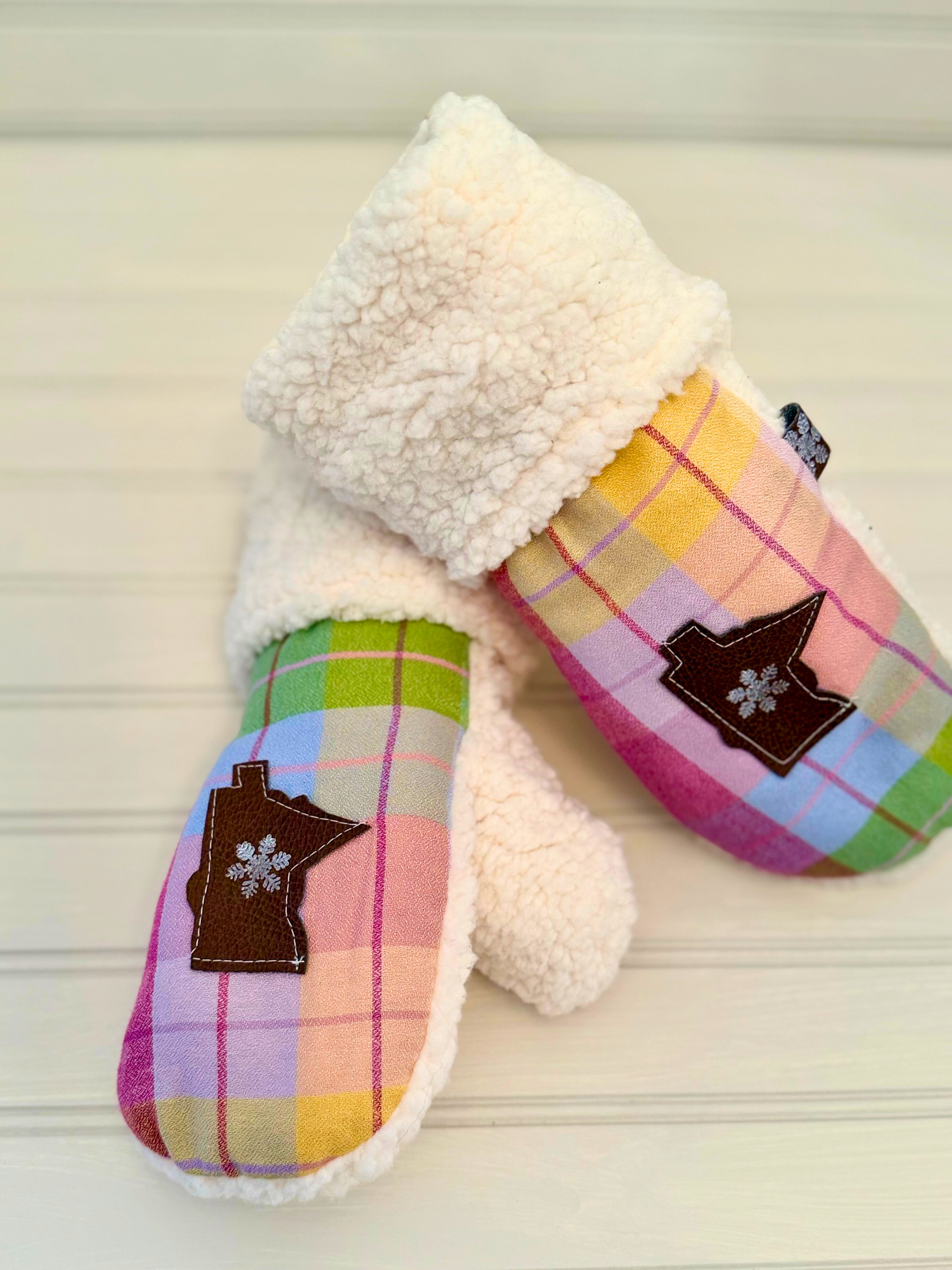 Pastel Plaid Minnesota Handmade Mittens