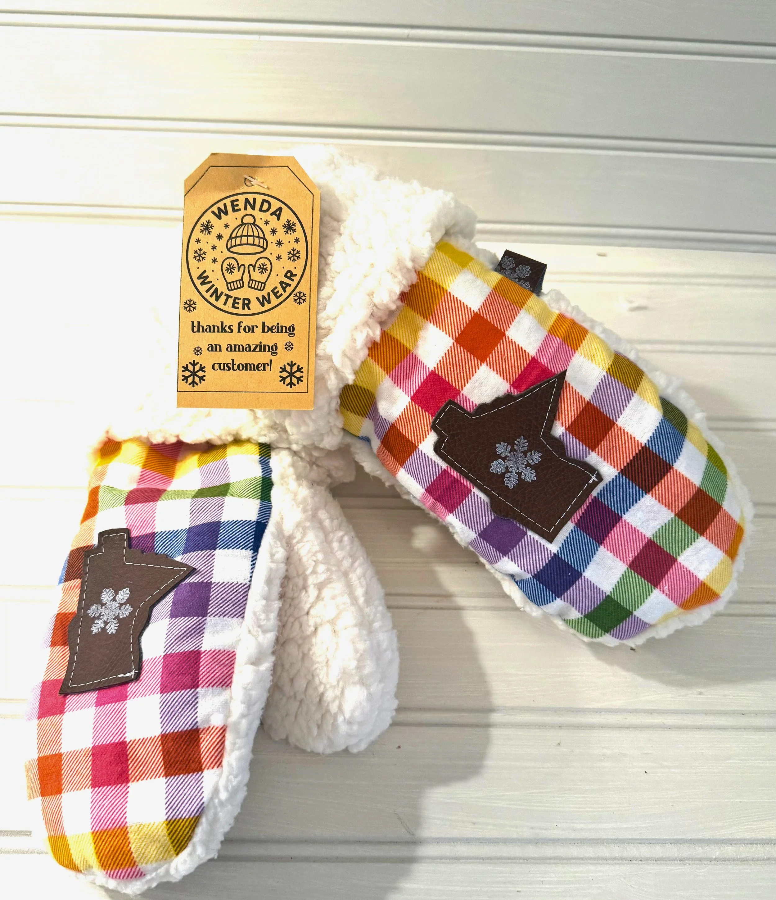 Bright and Vibrant Multi-Color Plaid Minnesota Handmade Mittens