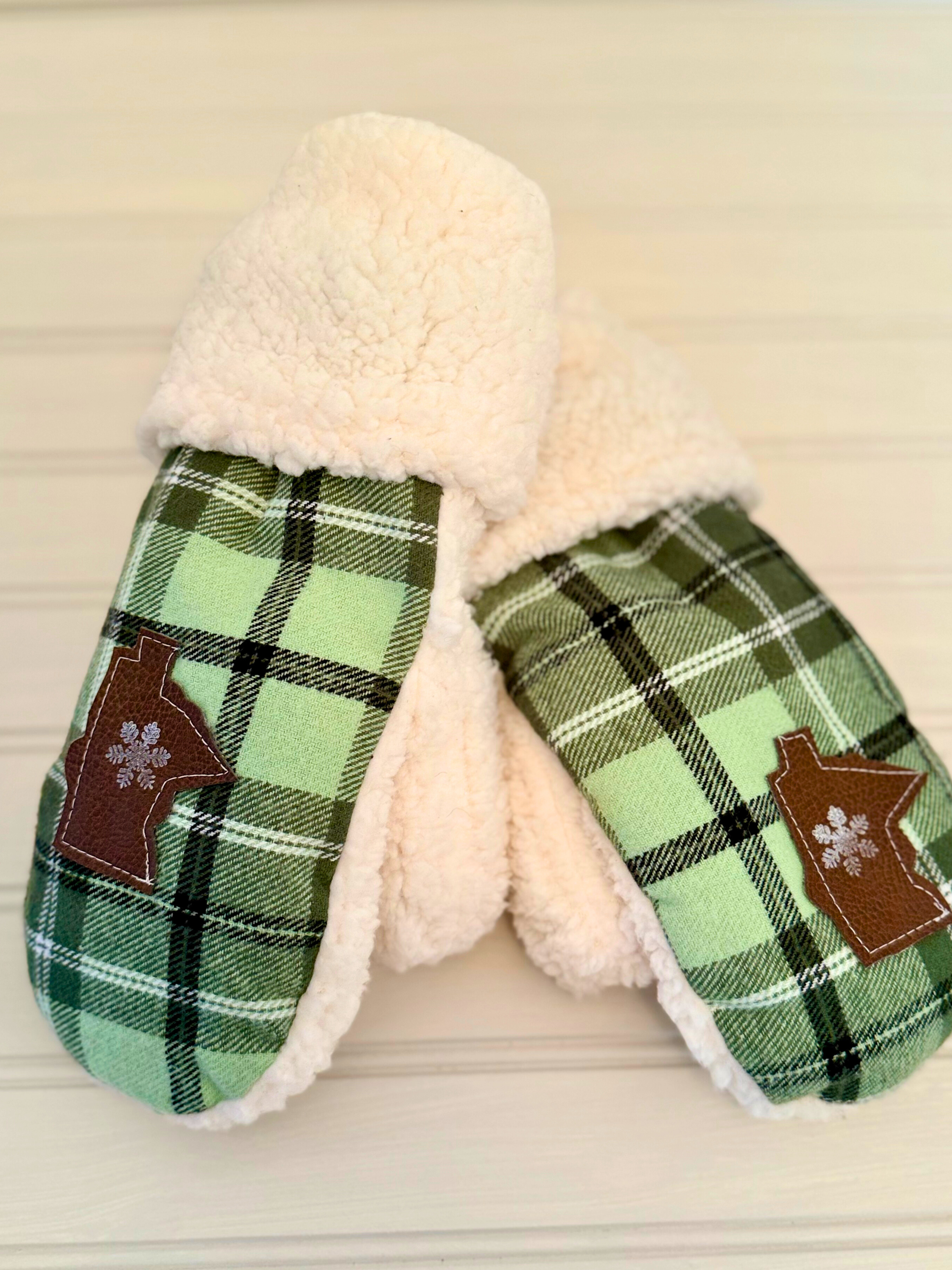 Green Plaid Minnesota Handmade Mittens