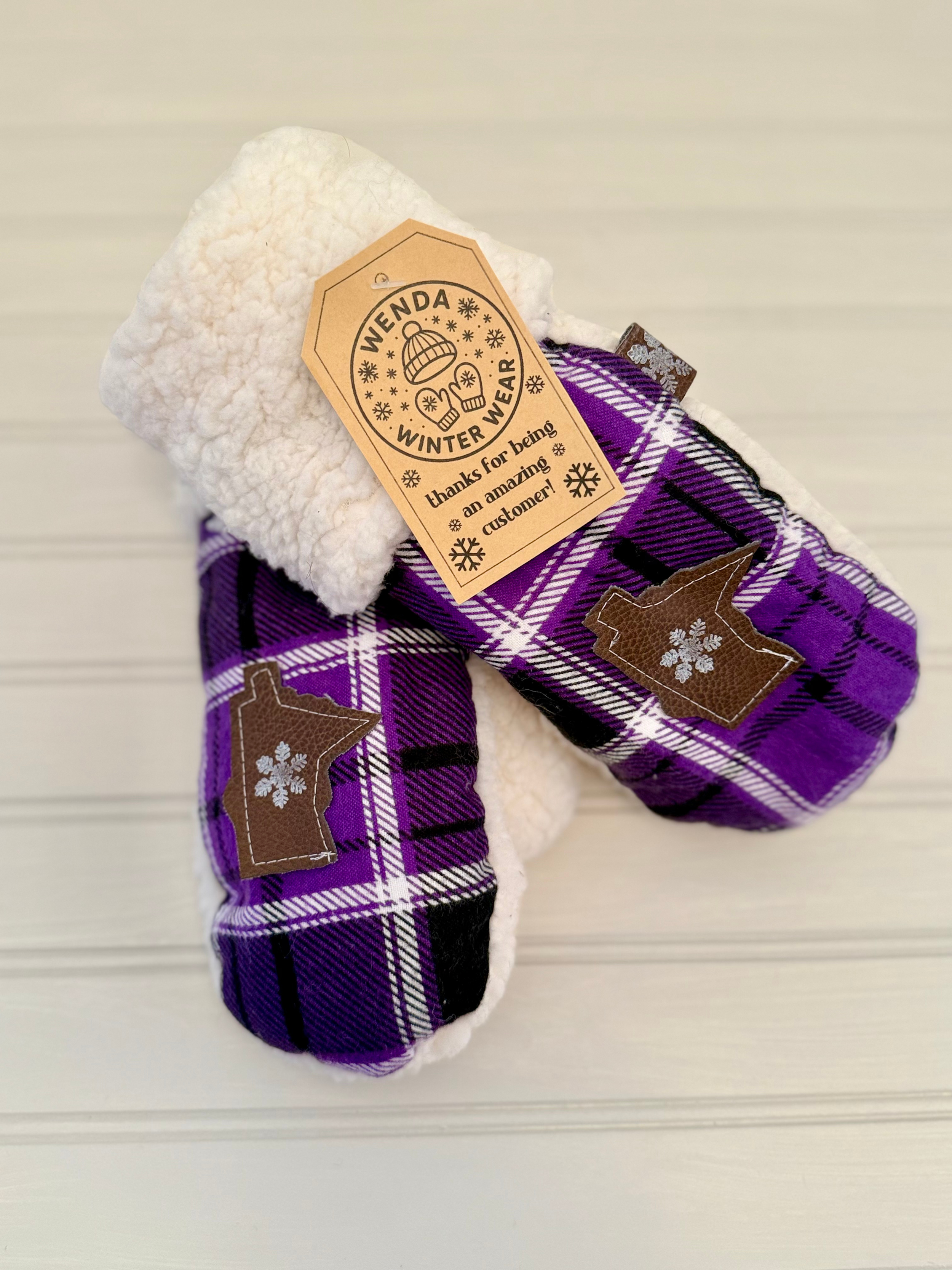 Purple Plaid Minnesota Handmade Mittens