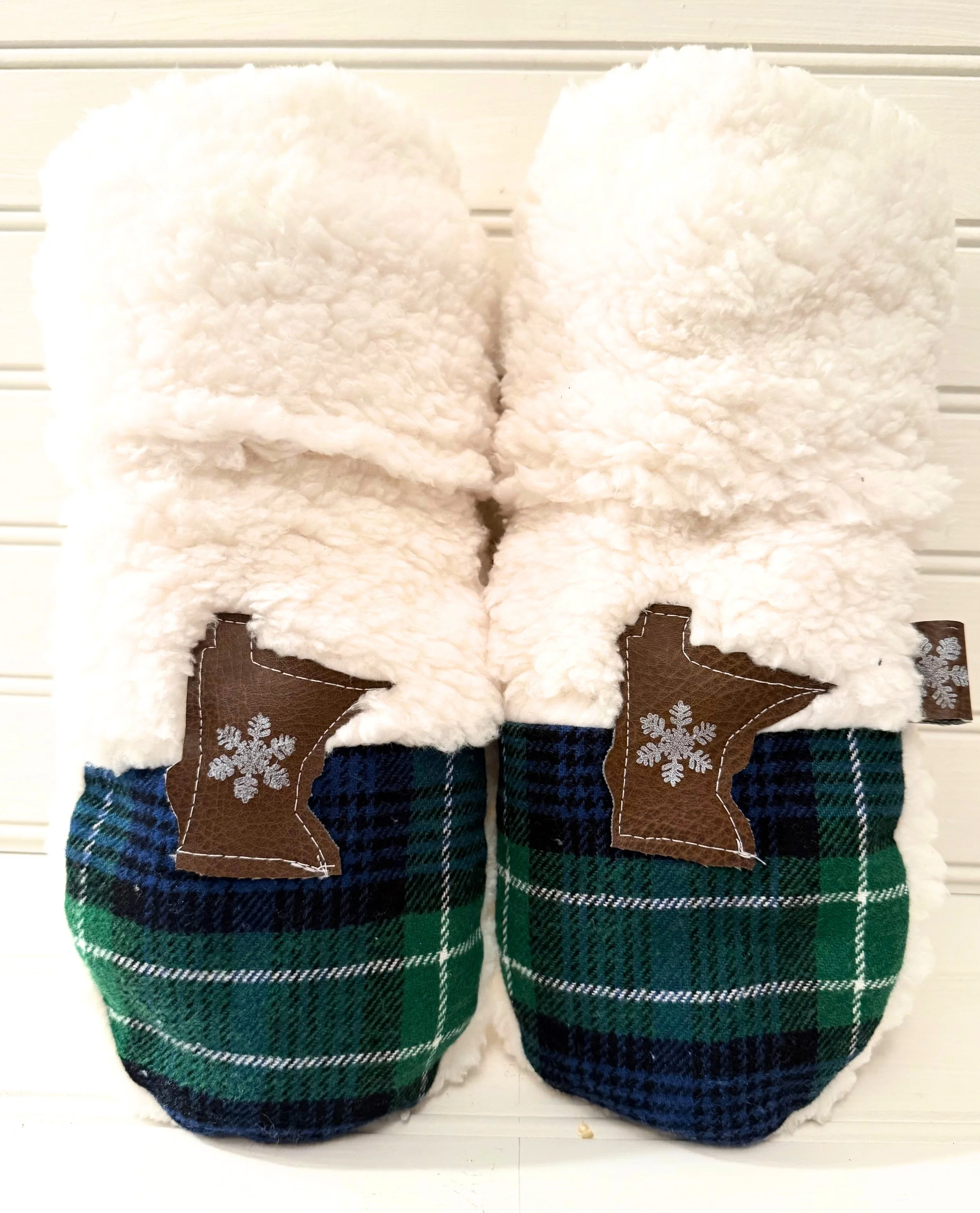 Navy and Green Flannel Plaid Minnesota Handmade Mittens
