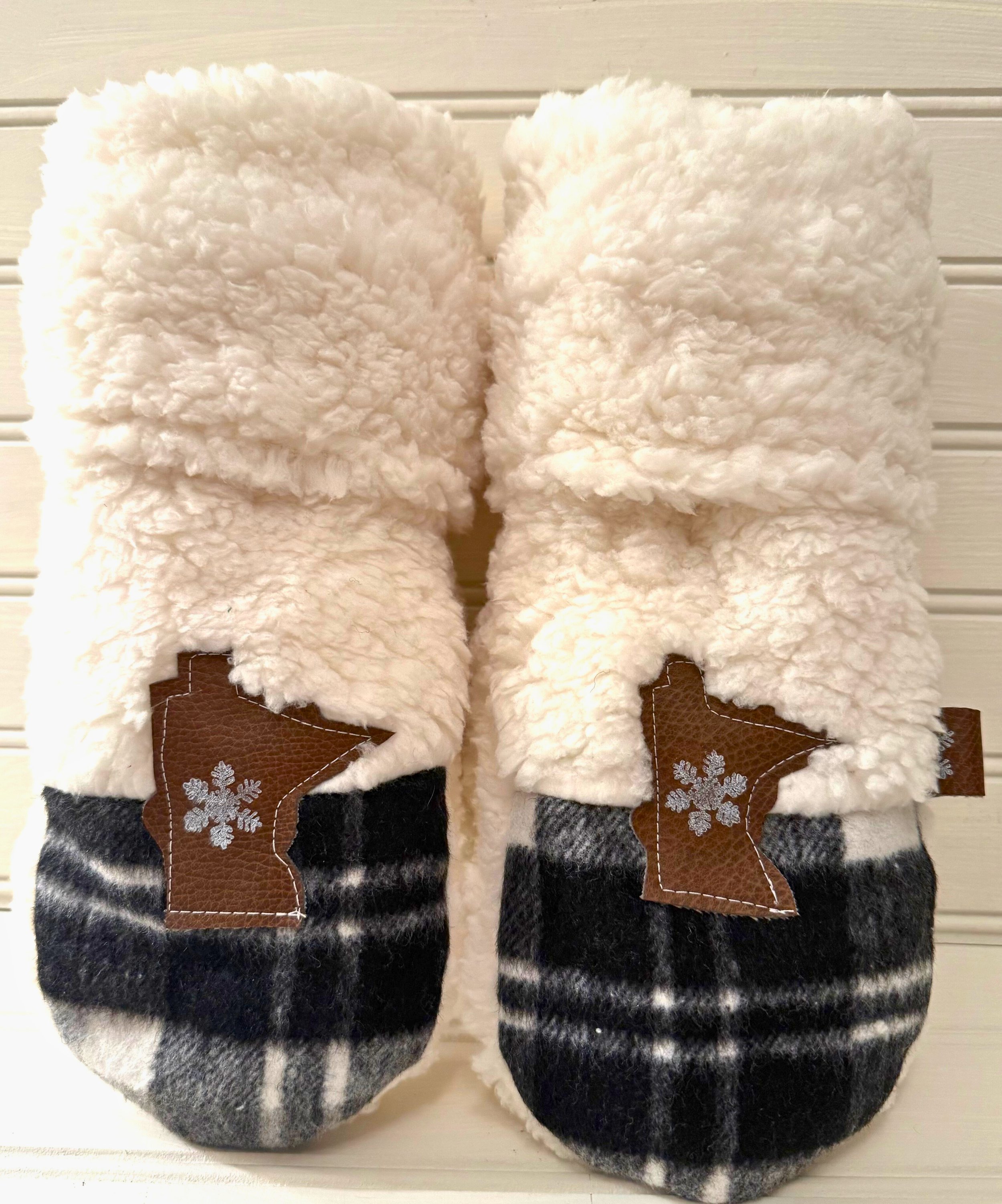 Black and White Flannel Plaid Minnesota Handmade Mittens