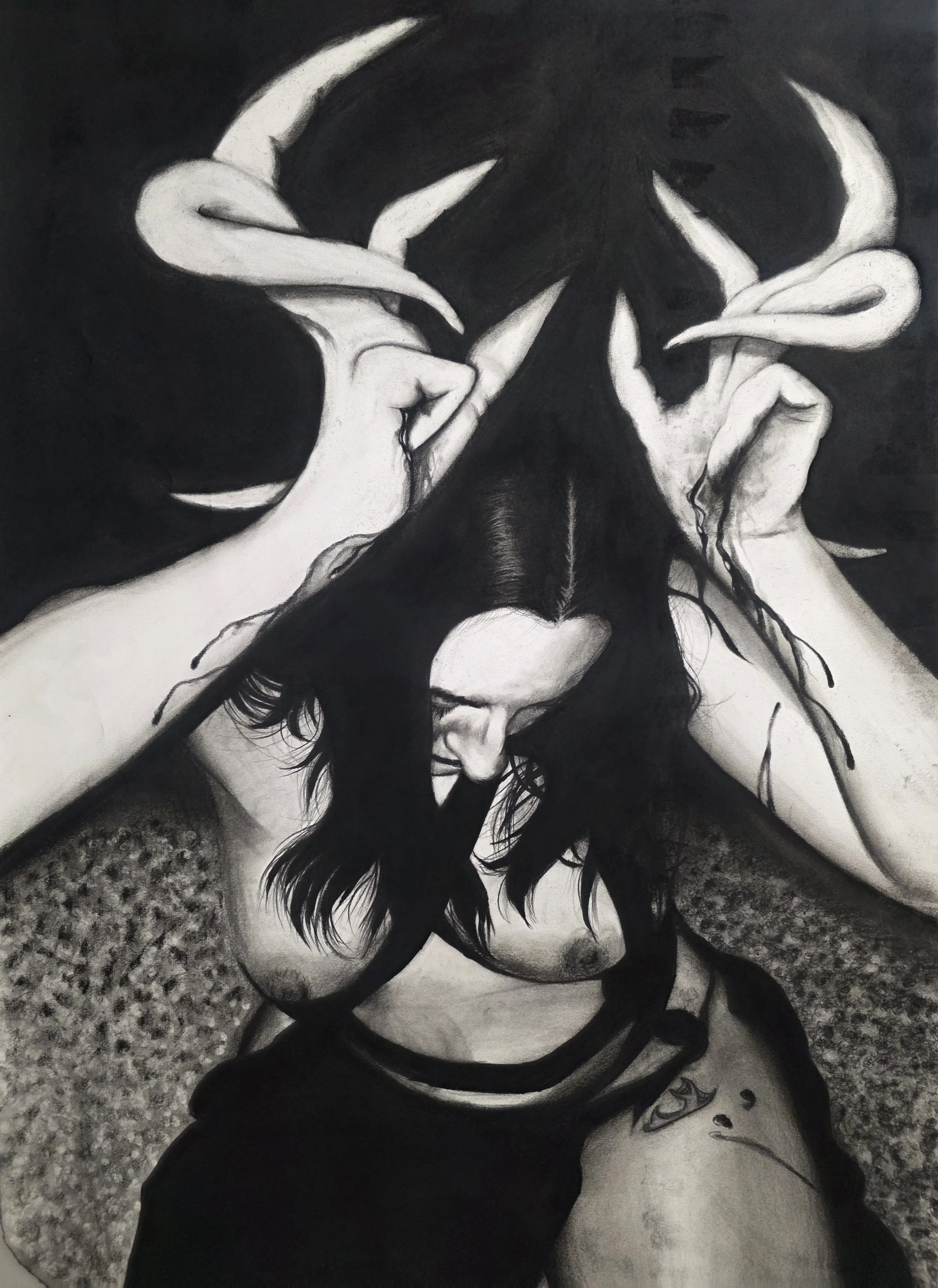 Am I just like him?, 29in x 42in, Charcoal on BFK Rives Printmaking Paper