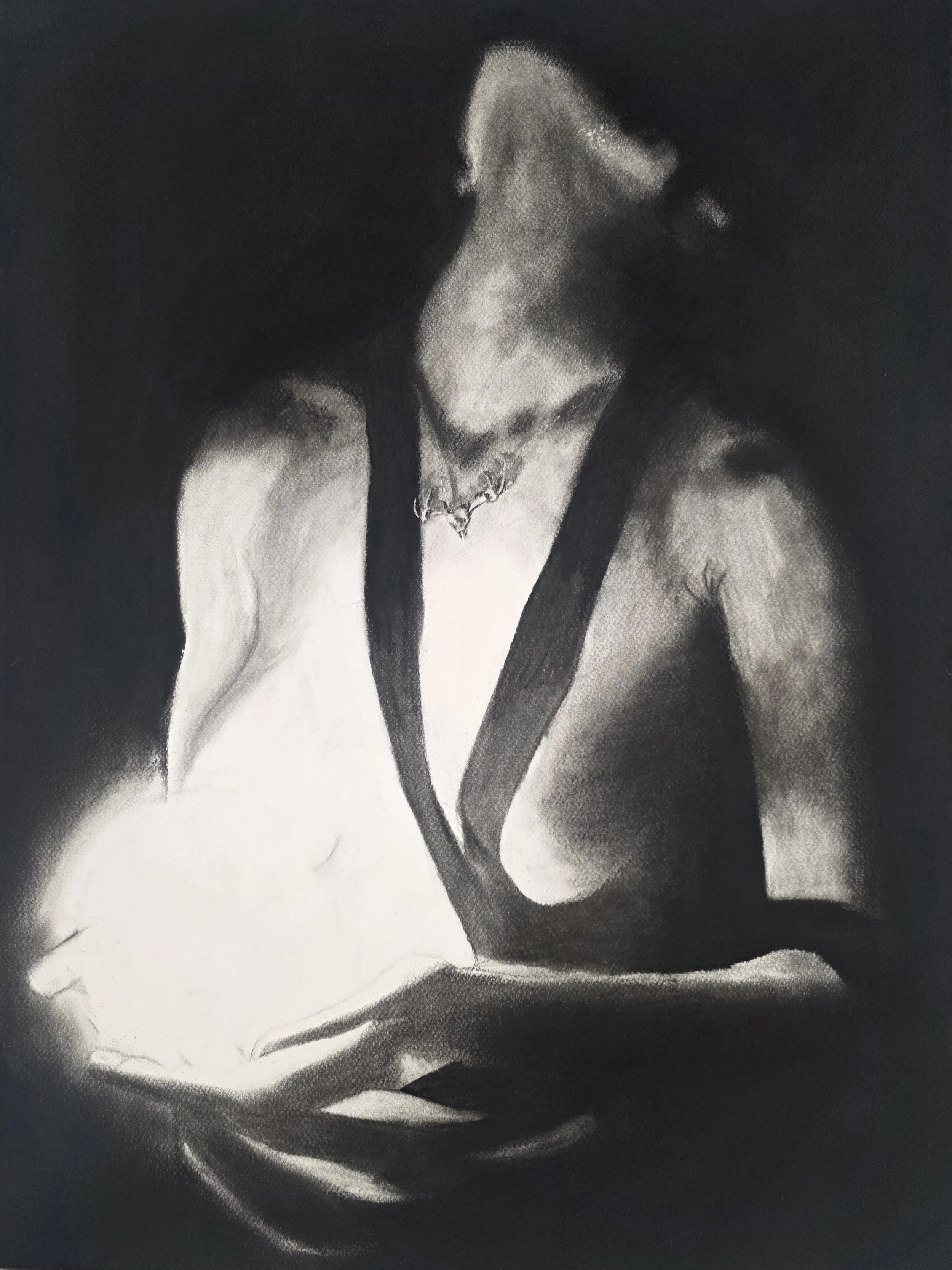 Admist, 22in x 30in, Charcoal on BFK Rives Printmaking Paper