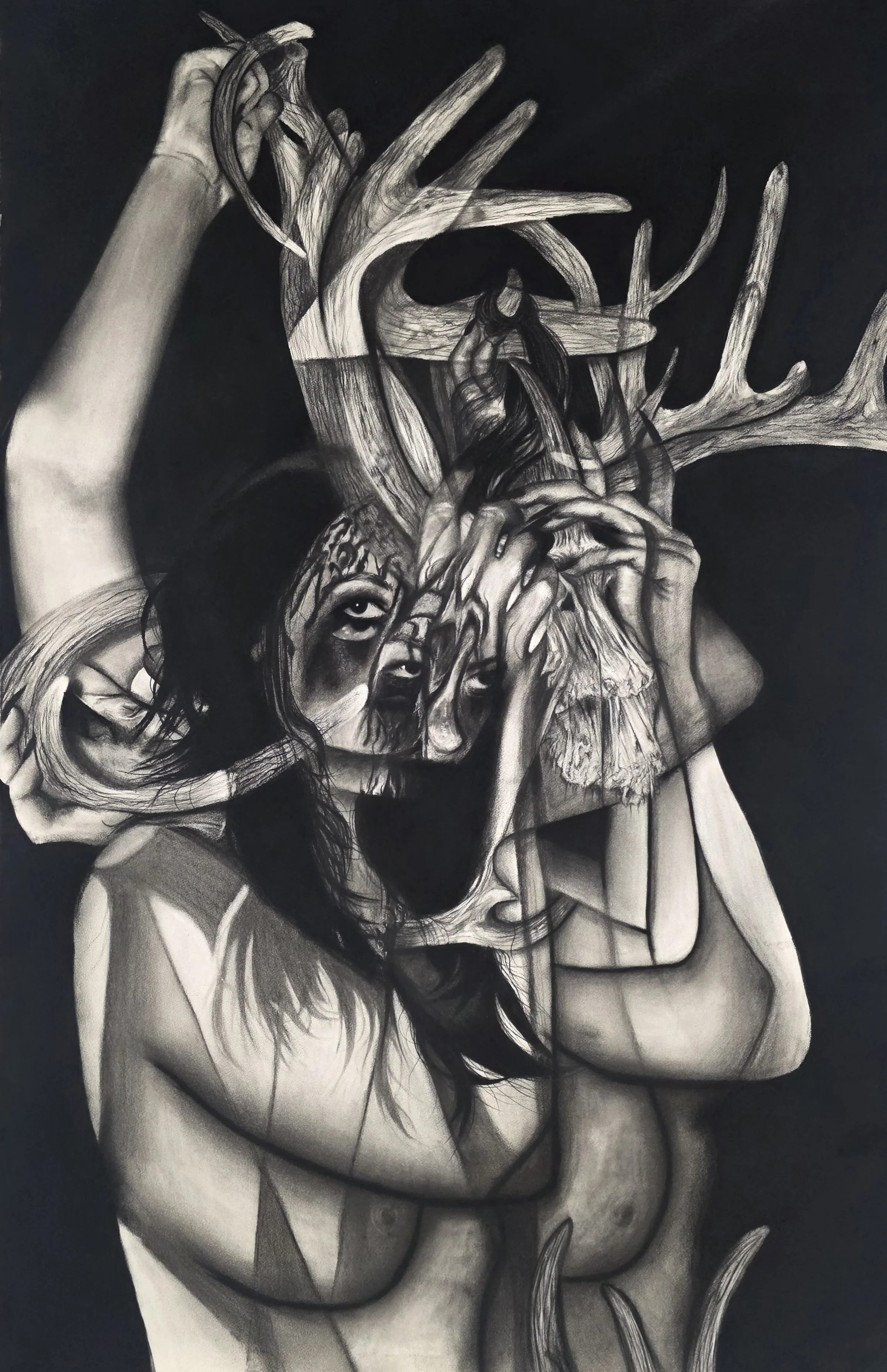 Strained, 42in x 65in, Charcoal on Arches Watercolor Paper